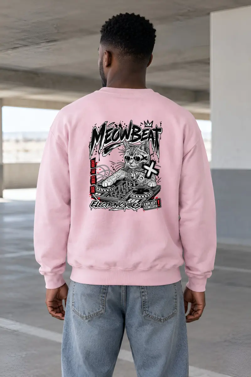 "Meowbeat Bass Beats" Heavy Blend Unisex Crewneck Sweatshirt