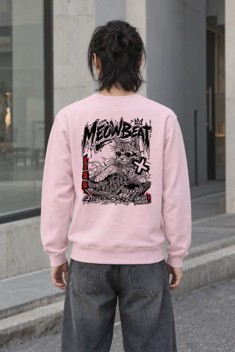 "Meowbeat Bass Beats" Heavy Blend Unisex Crewneck Sweatshirt | Gildan 18000