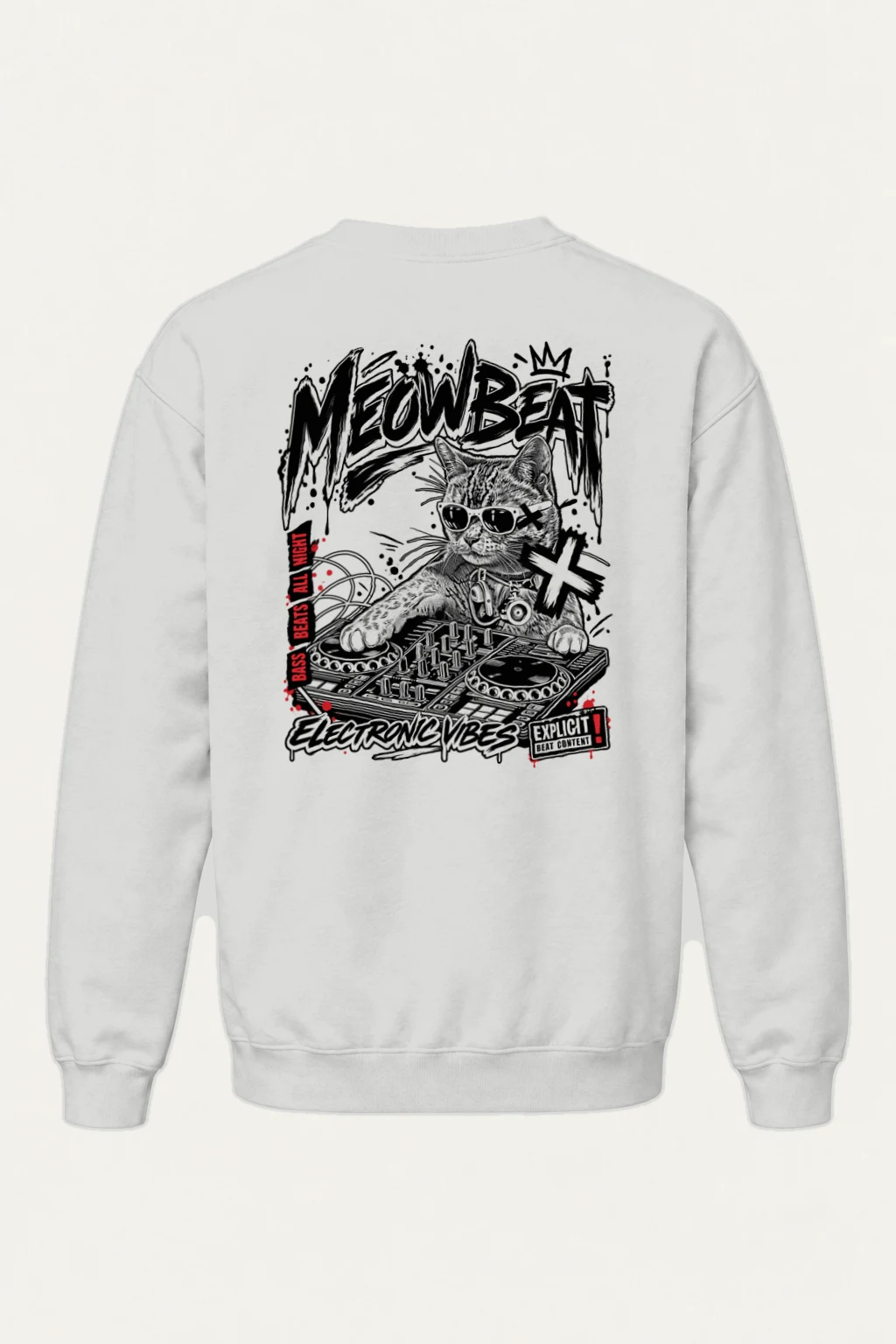 "Meowbeat Bass Beats" Heavy Blend Unisex Crewneck Sweatshirt | Gildan 18000