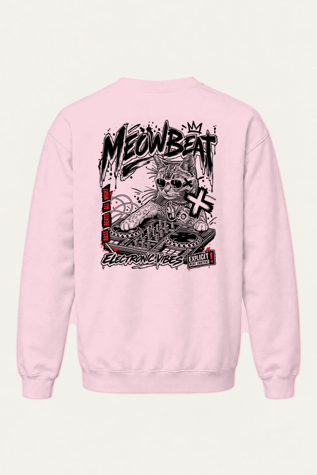 "Meowbeat Bass Beats" Heavy Blend Unisex Crewneck Sweatshirt | Gildan 18000