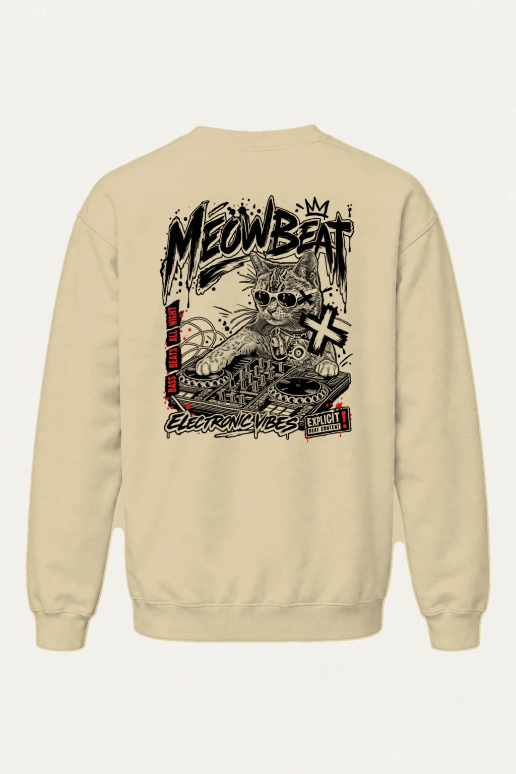 "Meowbeat Bass Beats" Heavy Blend Unisex Crewneck Sweatshirt | Gildan 18000
