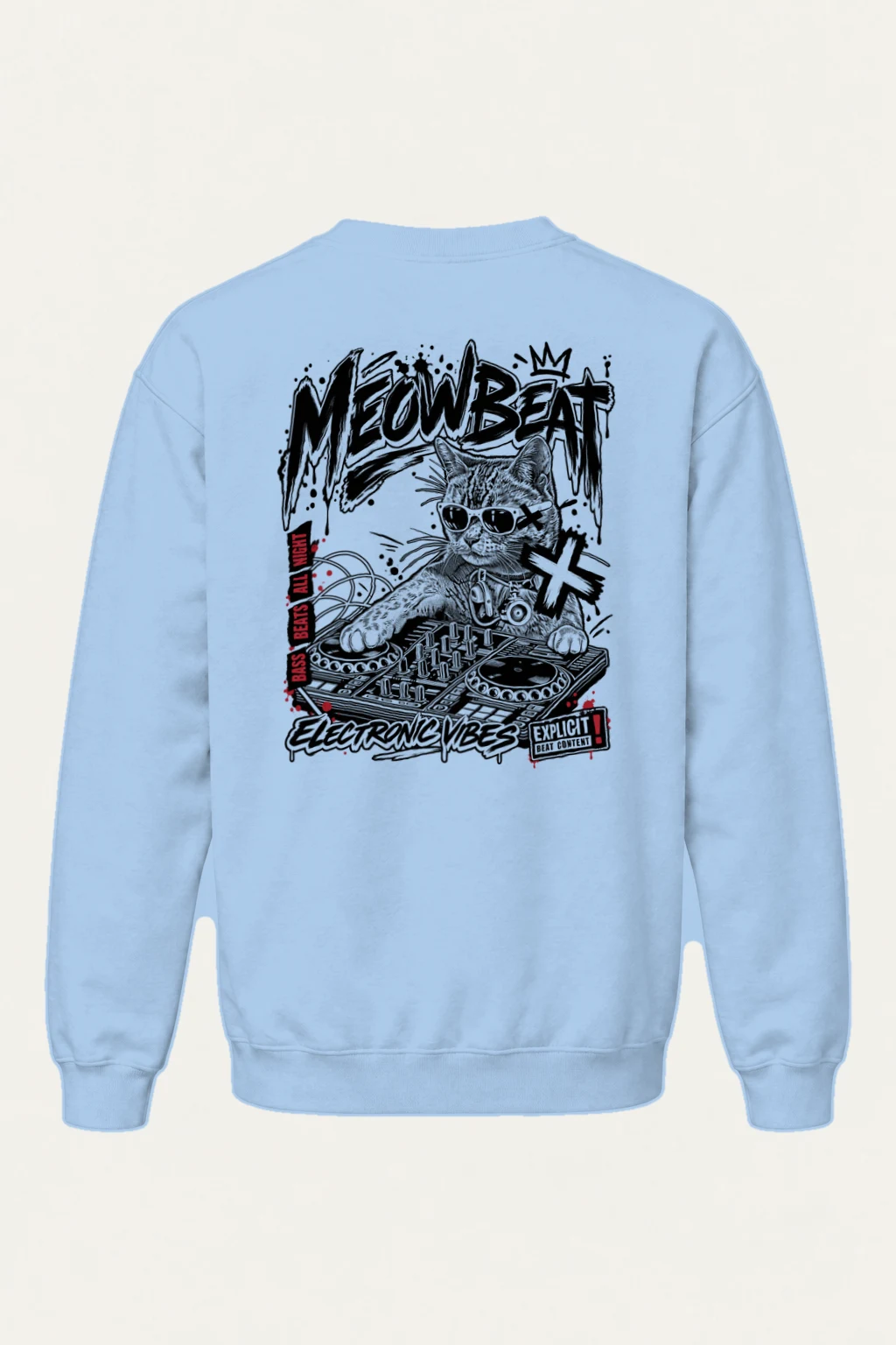 "Meowbeat Bass Beats" Heavy Blend Unisex Crewneck Sweatshirt | Gildan 18000