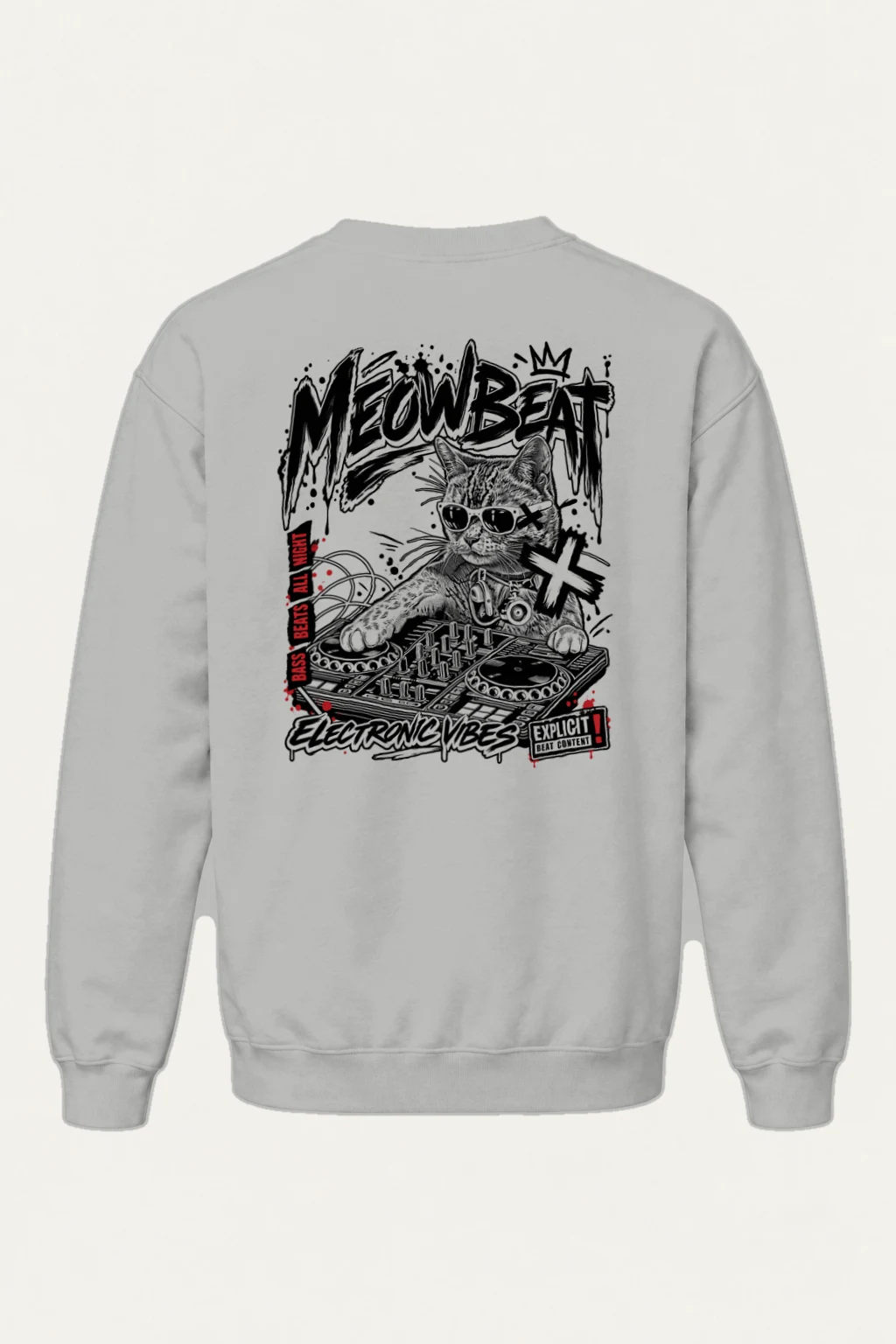 "Meowbeat Bass Beats" Heavy Blend Unisex Crewneck Sweatshirt | Gildan 18000