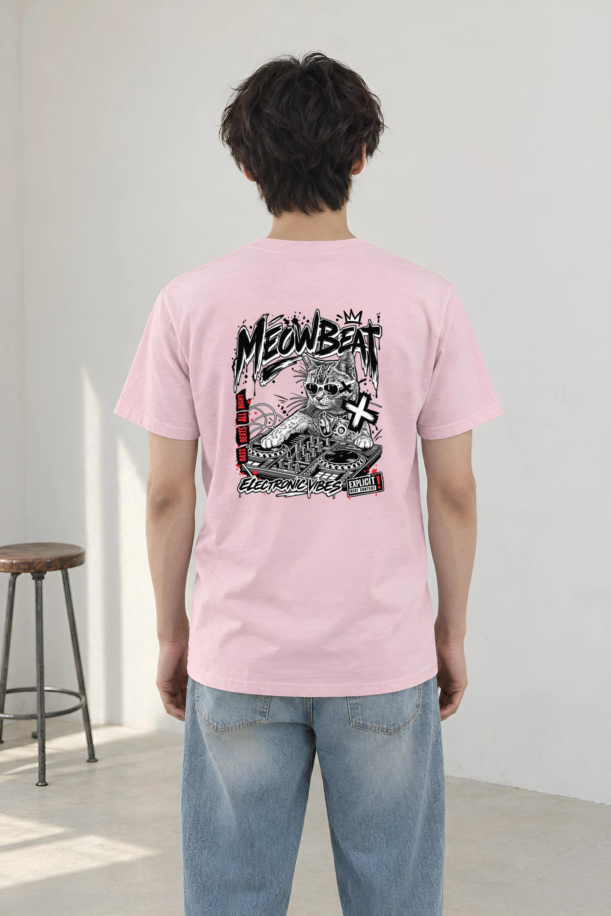 "Meowbeat Bass Beats" Heavyweight Unisex Crewneck T-shirt