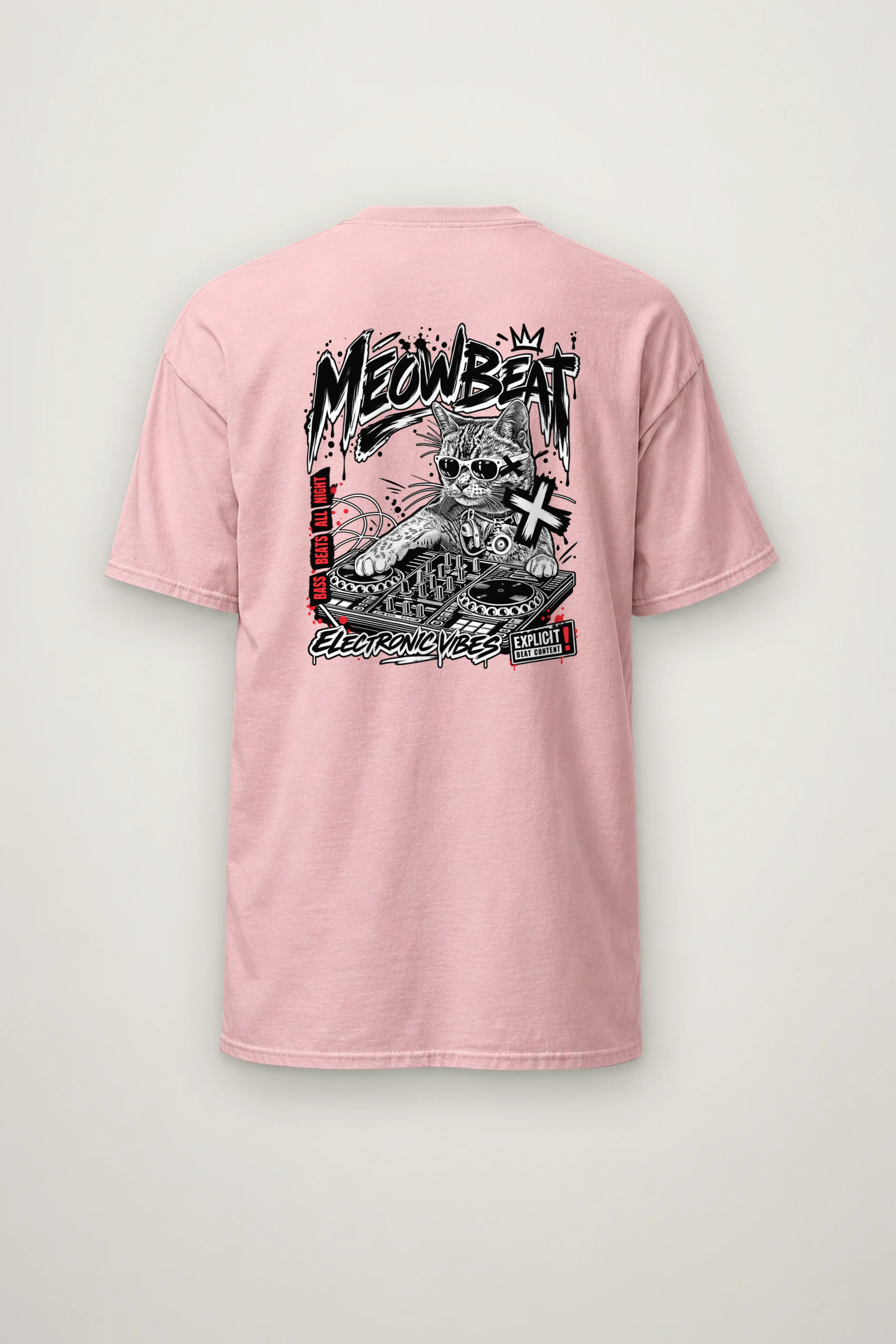 "Meowbeat Bass Beats" Heavyweight Unisex Crewneck T-shirt