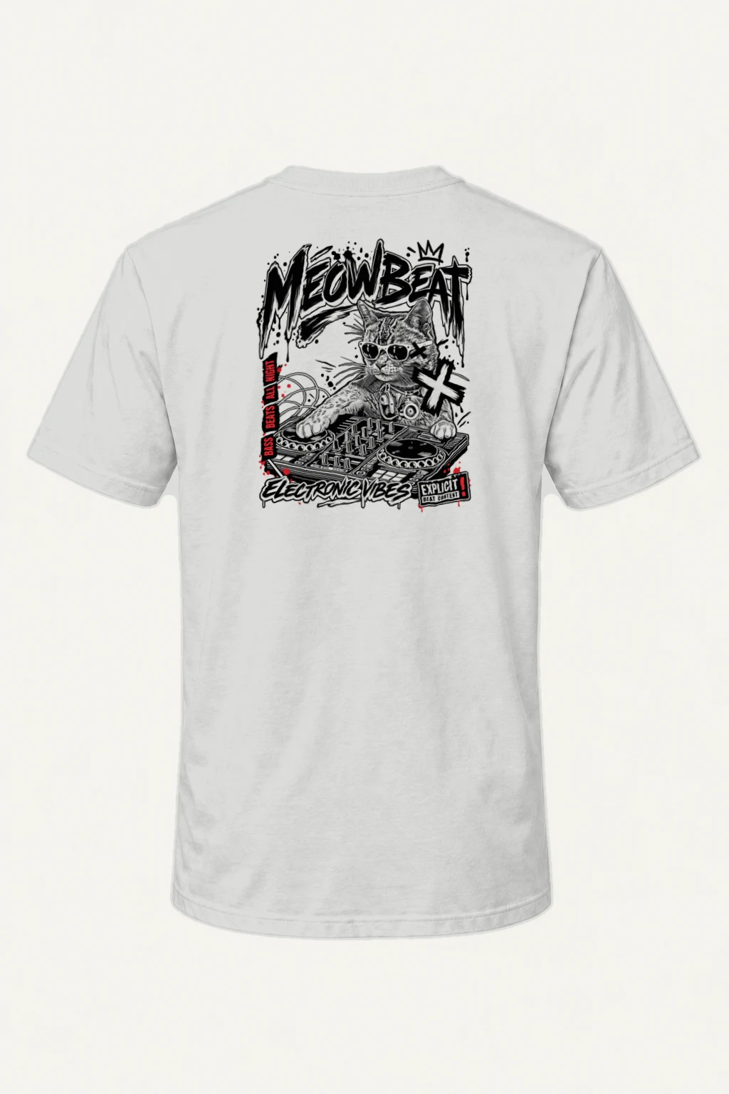 "Meowbeat Bass Beats" Heavyweight Unisex Crewneck T-shirt | Gildan 5000