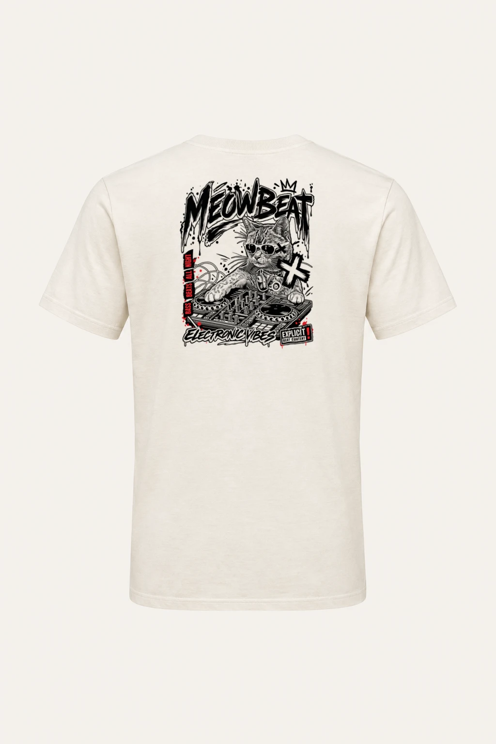 "Meowbeat Bass Beats" Heavyweight Unisex Crewneck T-shirt | Gildan 5000