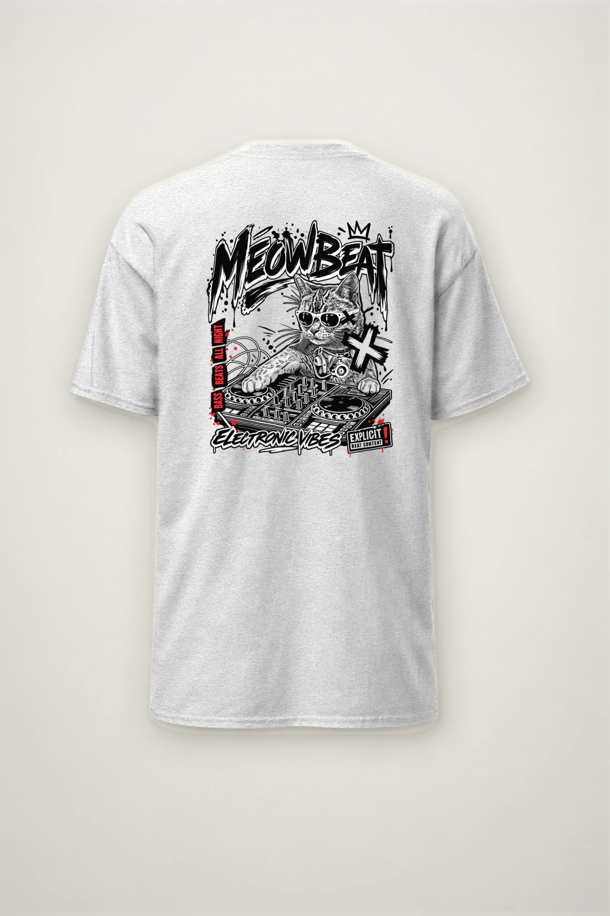 "Meowbeat Bass Beats" Heavyweight Unisex Crewneck T-shirt