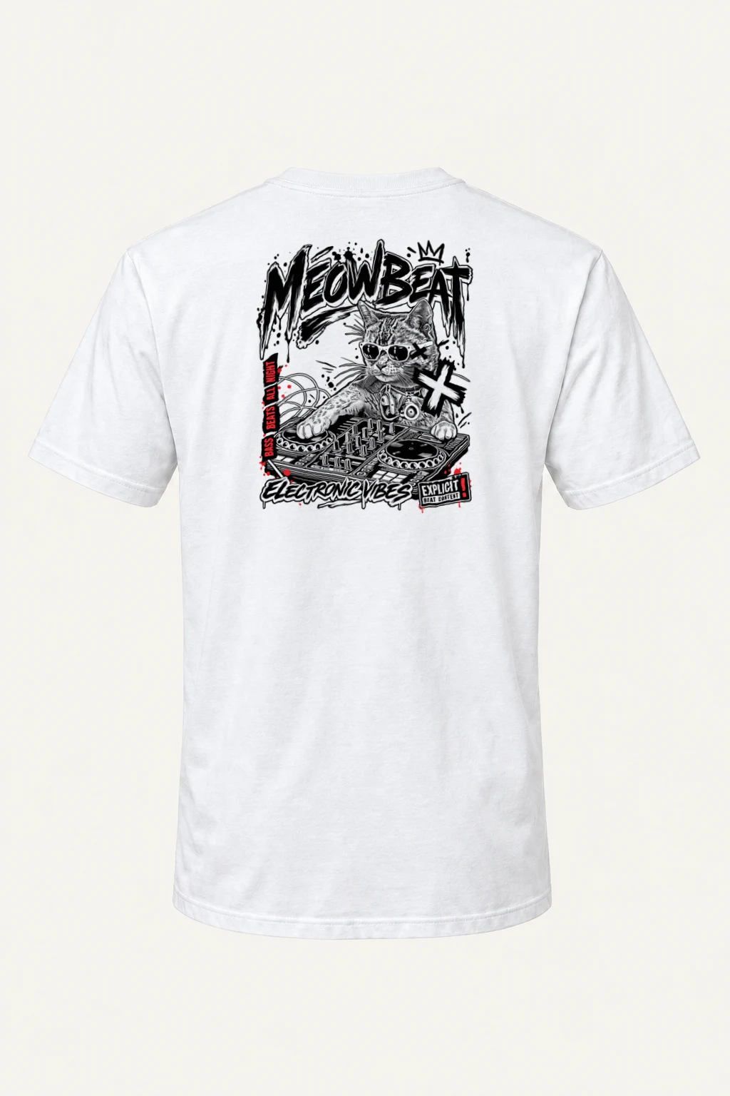 "Meowbeat Bass Beats" Heavyweight Unisex Crewneck T-shirt | Gildan 5000