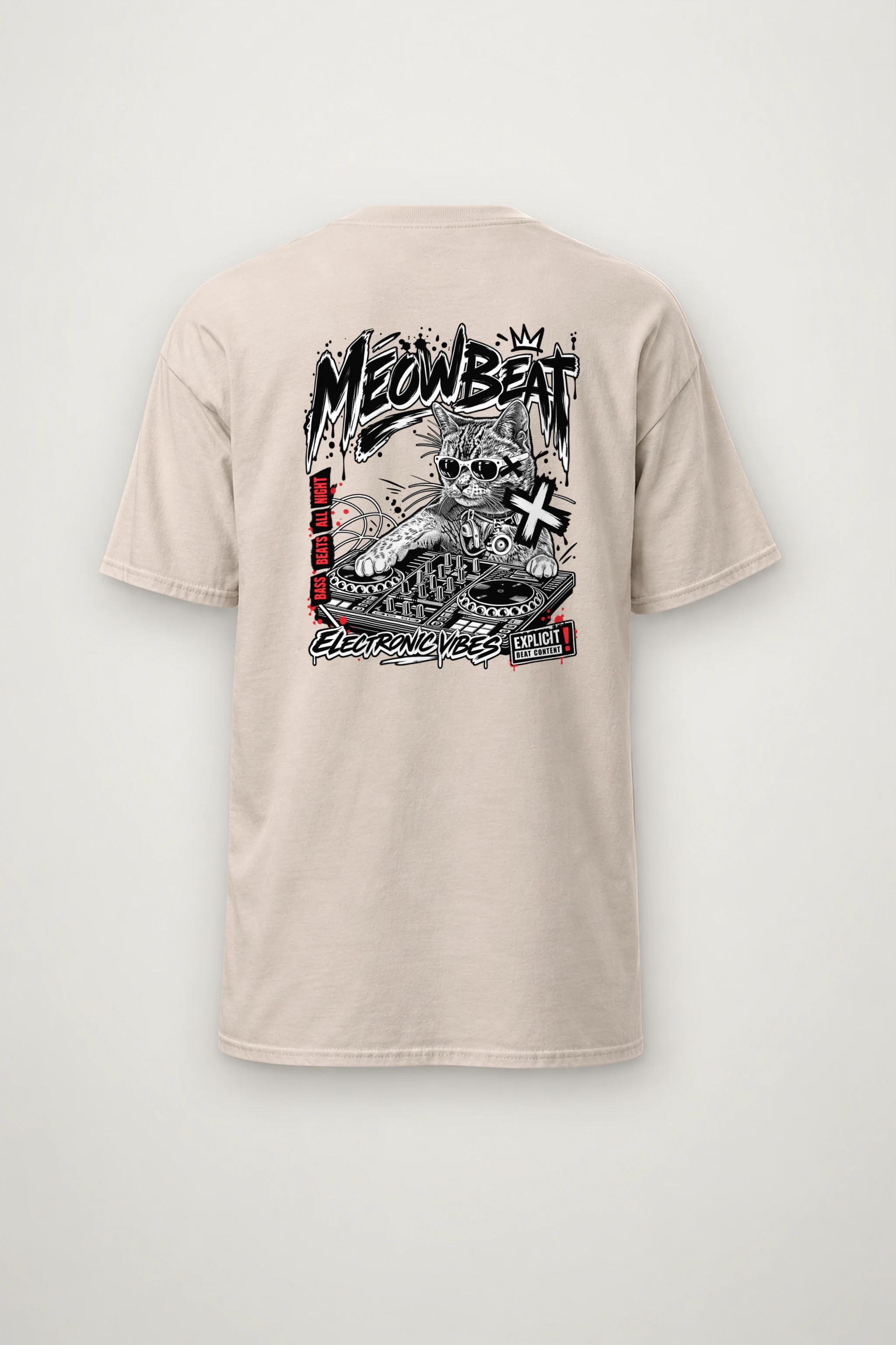 "Meowbeat Bass Beats" Heavyweight Unisex Crewneck T-shirt