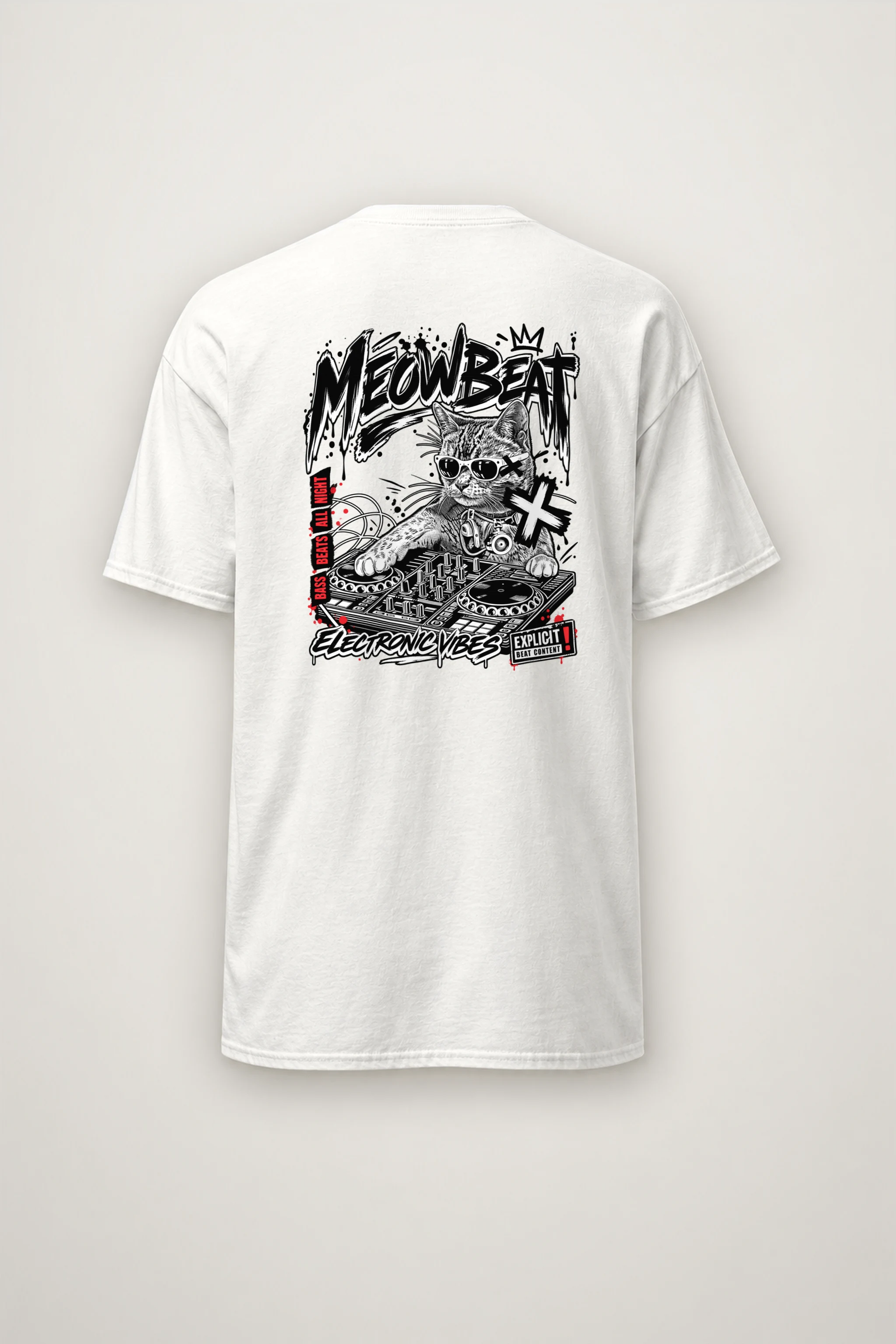 "Meowbeat Bass Beats" Heavyweight Unisex Crewneck T-shirt