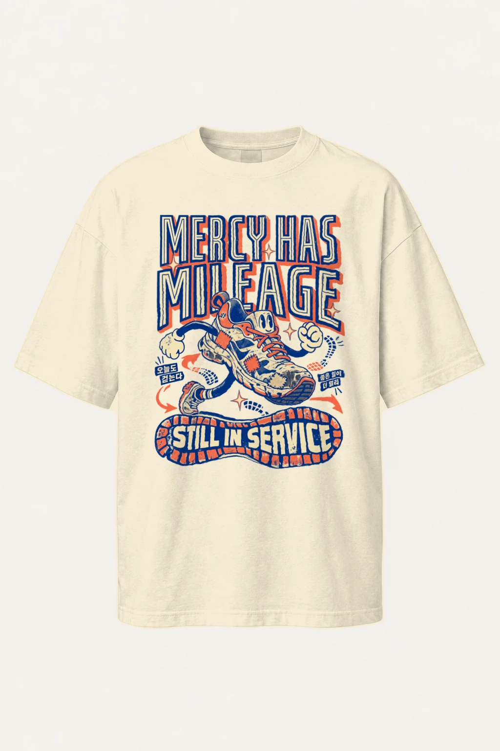 "Mercy Has Mileage" Men's Oversized Heavyweight Crewneck T-Shirt | Shaka Wear SHMHSS