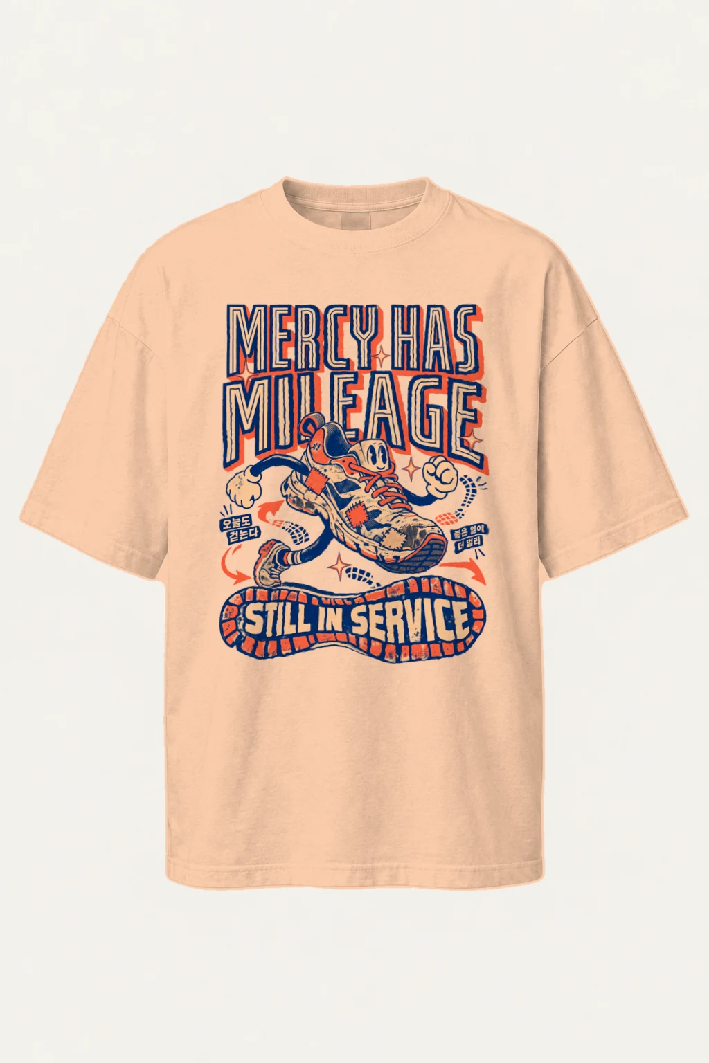 "Mercy Has Mileage" Men's Oversized Heavyweight Crewneck T-Shirt | Shaka Wear SHMHSS