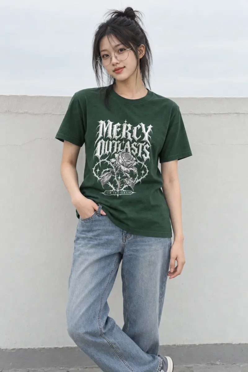 "Mercy Outlasts" Heavyweight Unisex Crewneck T-shirt