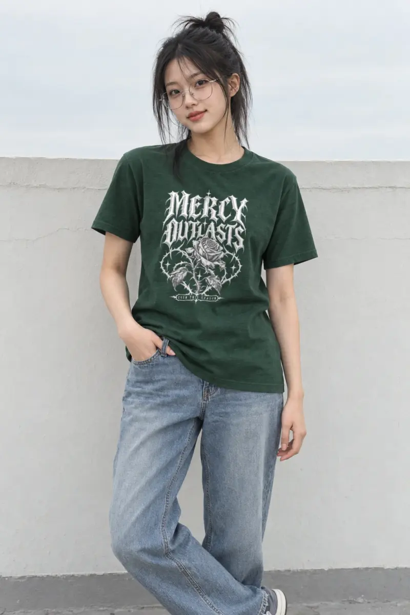 "Mercy Outlasts" Heavyweight Unisex Crewneck T-shirt