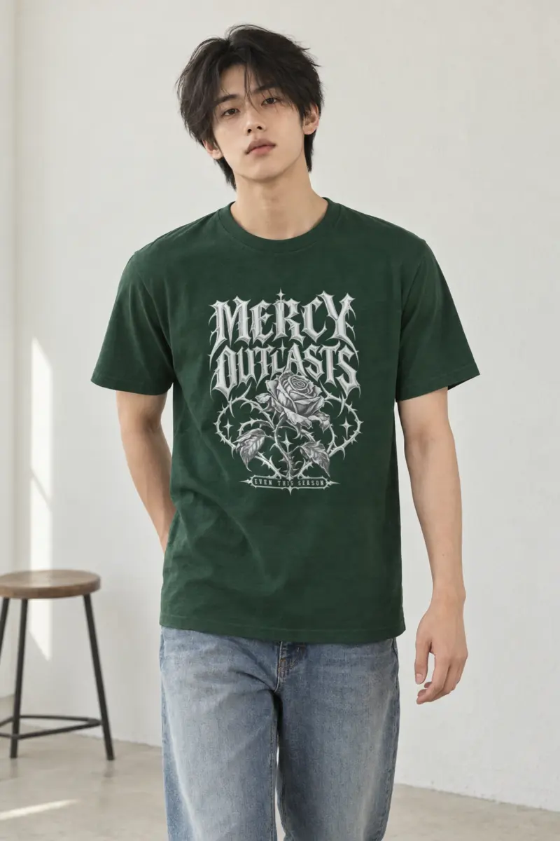 "Mercy Outlasts" Heavyweight Unisex Crewneck T-shirt