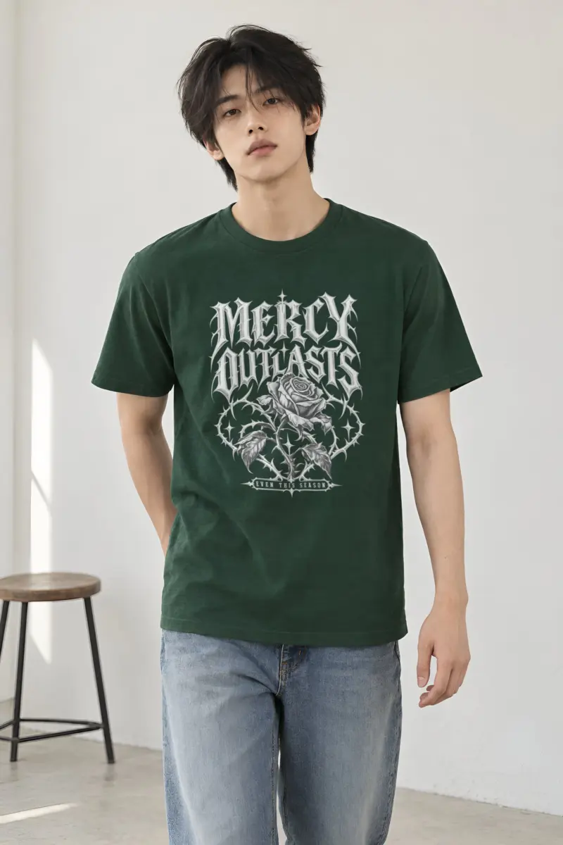 "Mercy Outlasts" Heavyweight Unisex Crewneck T-shirt