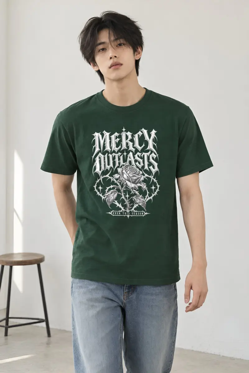 "Mercy Outlasts" Heavyweight Unisex Crewneck T-shirt
