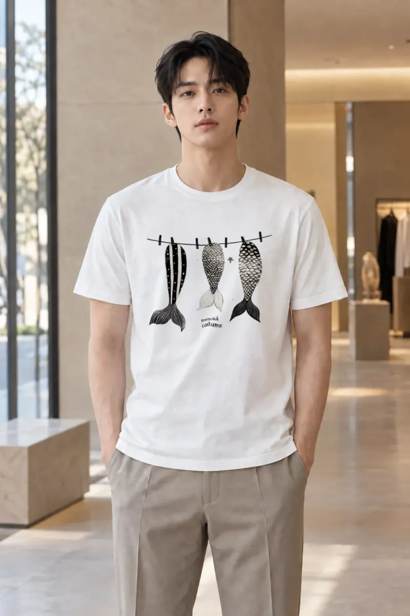 "Mermaid Costume" Heavyweight Unisex Crewneck T-shirt | Gildan 5000
