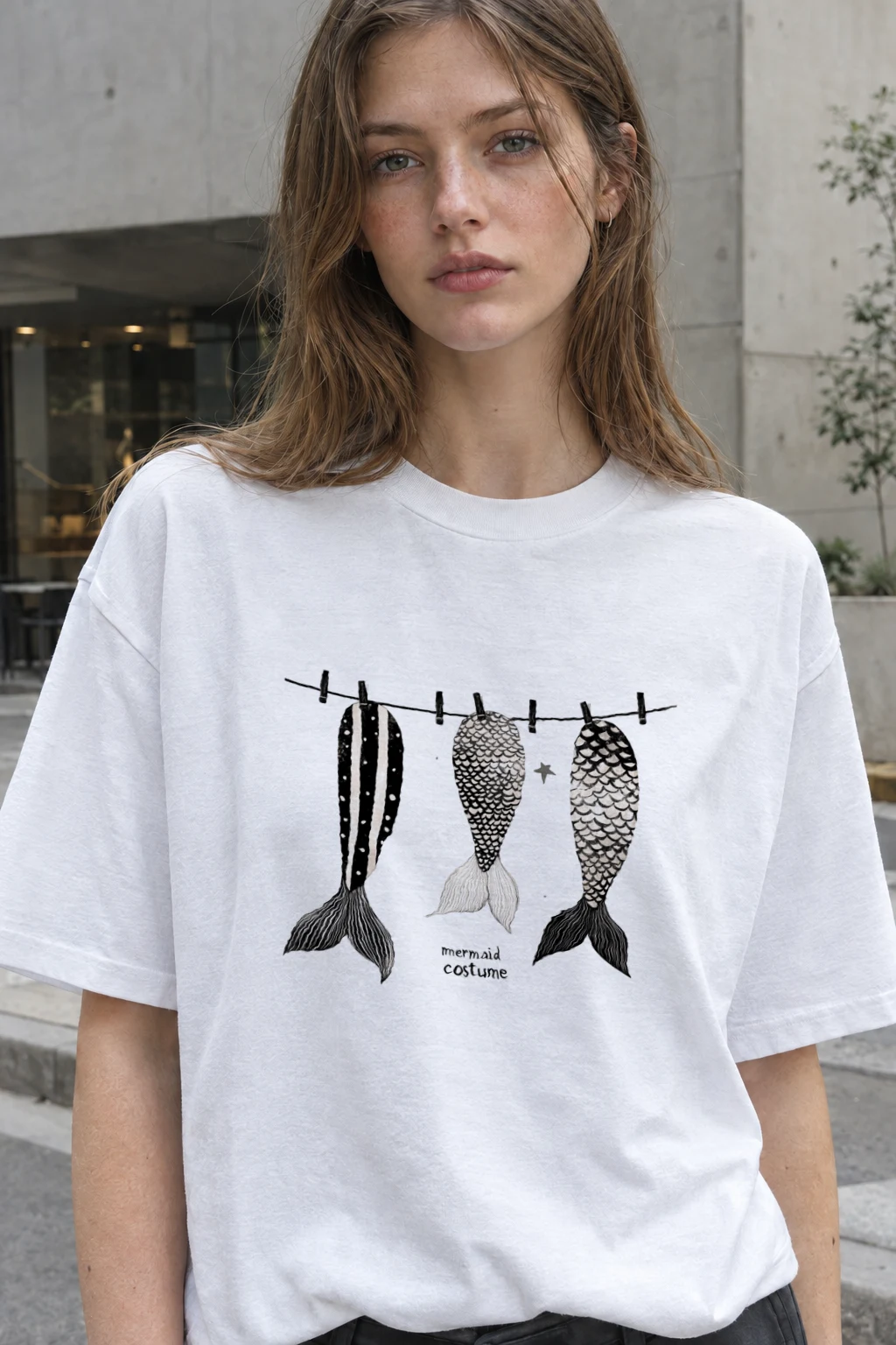 "Mermaid Costume" Heavyweight Unisex Crewneck T-shirt | Gildan 5000