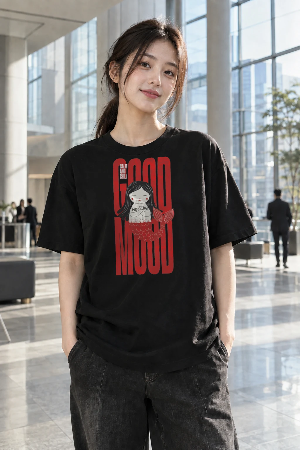 "Mermaid Doll" Heavyweight Unisex Crewneck T-shirt | Gildan 5000