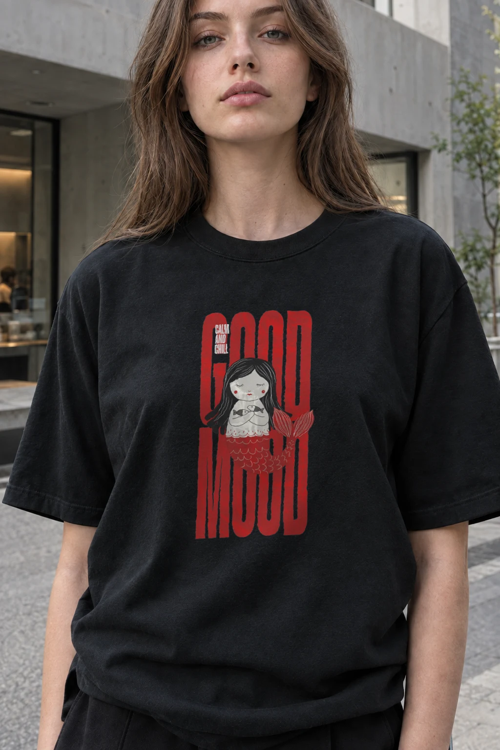 "Mermaid Doll" Heavyweight Unisex Crewneck T-shirt | Gildan 5000