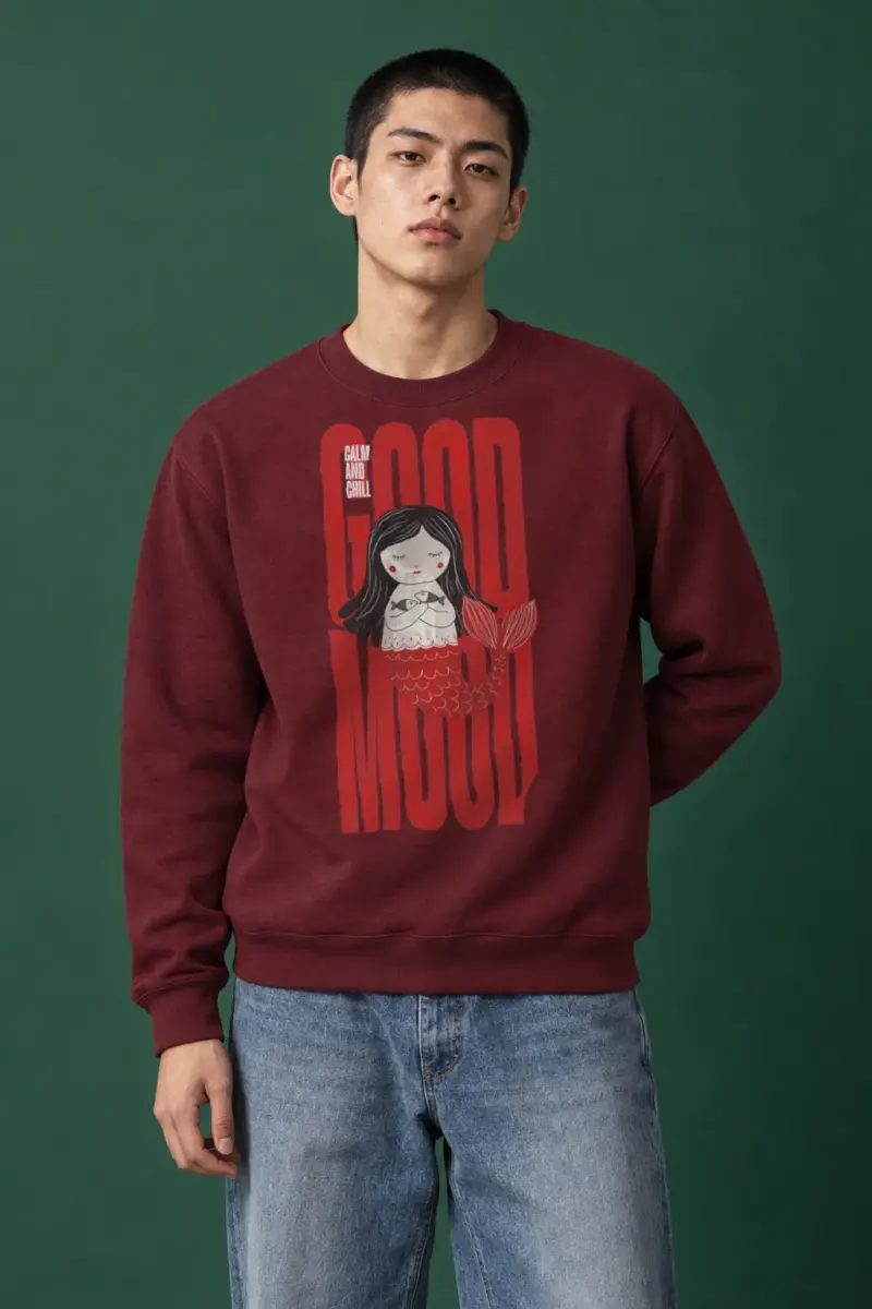 "Mermaid Holding Fish" Heavy Blend Unisex Crewneck Sweatshirt | Gildan 18000