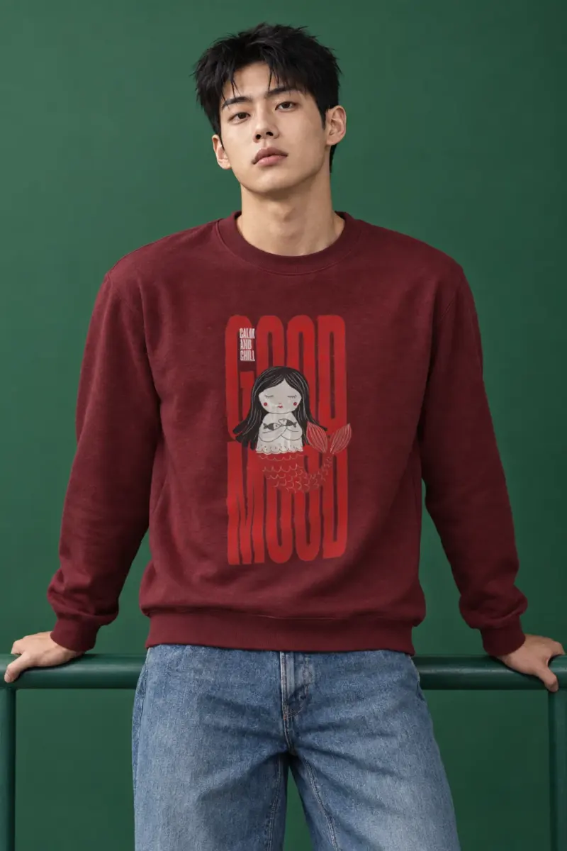 "Mermaid Holding Fish" Heavy Blend Unisex Crewneck Sweatshirt