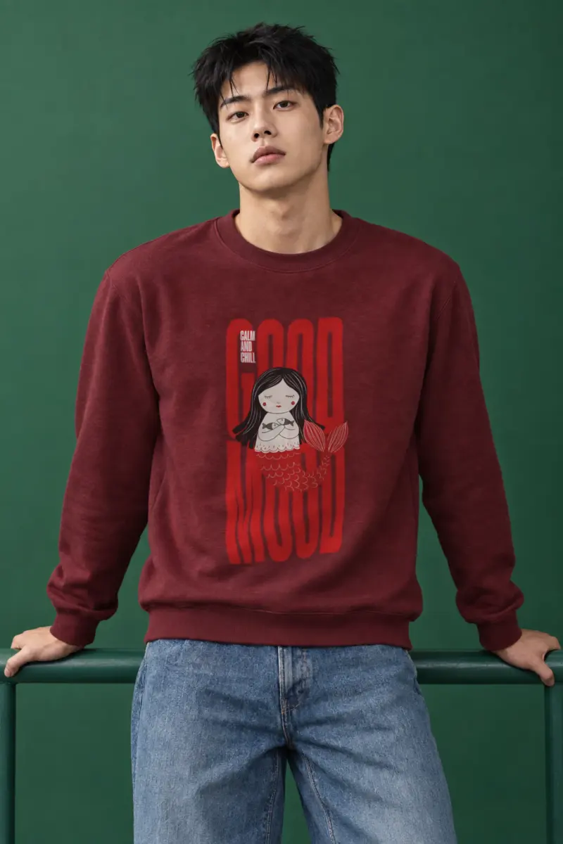 "Mermaid Holding Fish" Heavy Blend Unisex Crewneck Sweatshirt