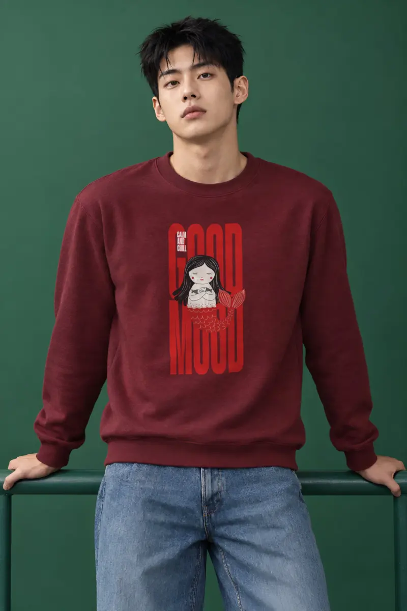 "Mermaid Holding Fish" Heavy Blend Unisex Crewneck Sweatshirt
