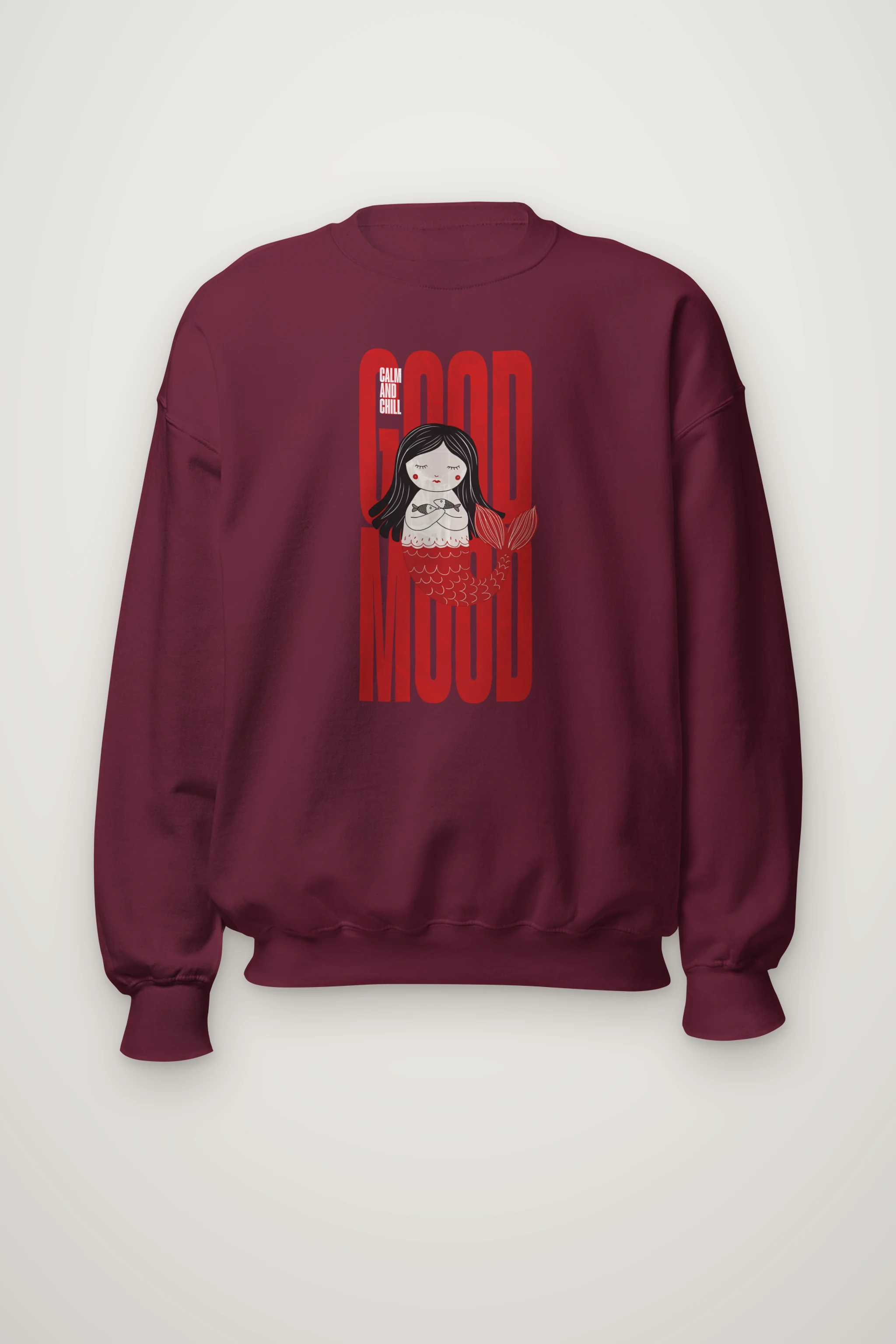 "Mermaid Holding Fish" Heavy Blend Unisex Crewneck Sweatshirt