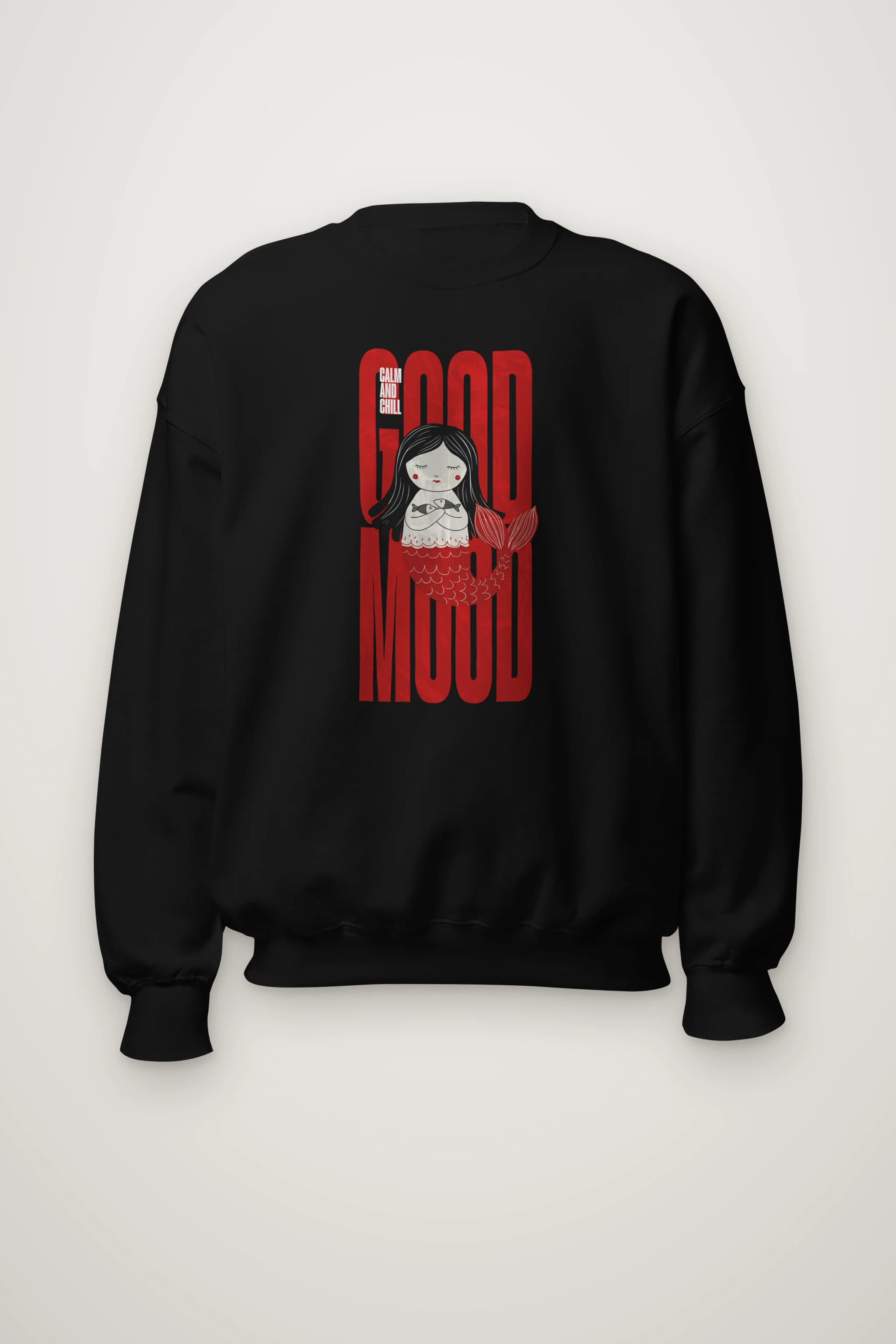 "Mermaid Holding Fish" Heavy Blend Unisex Crewneck Sweatshirt