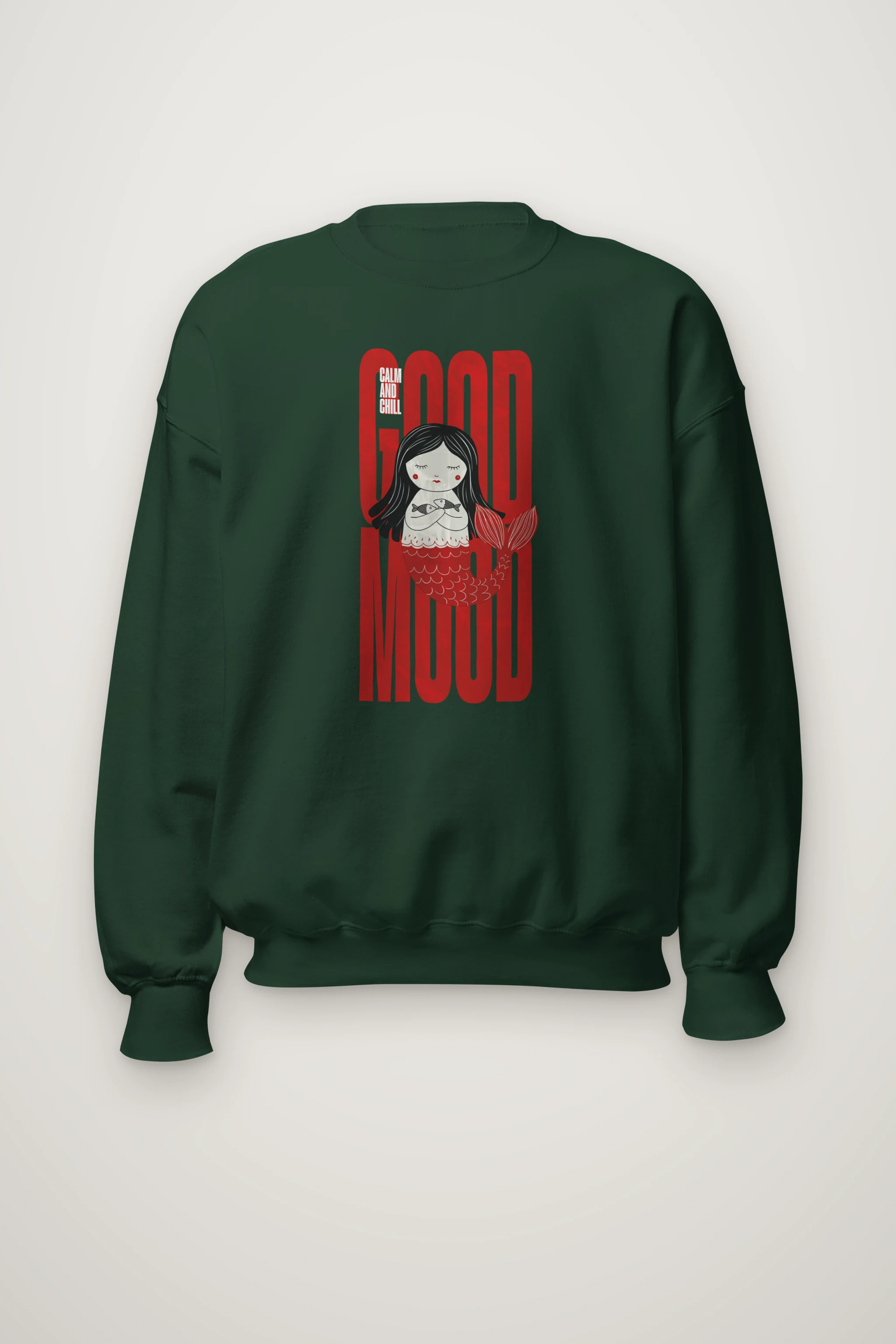 "Mermaid Holding Fish" Heavy Blend Unisex Crewneck Sweatshirt