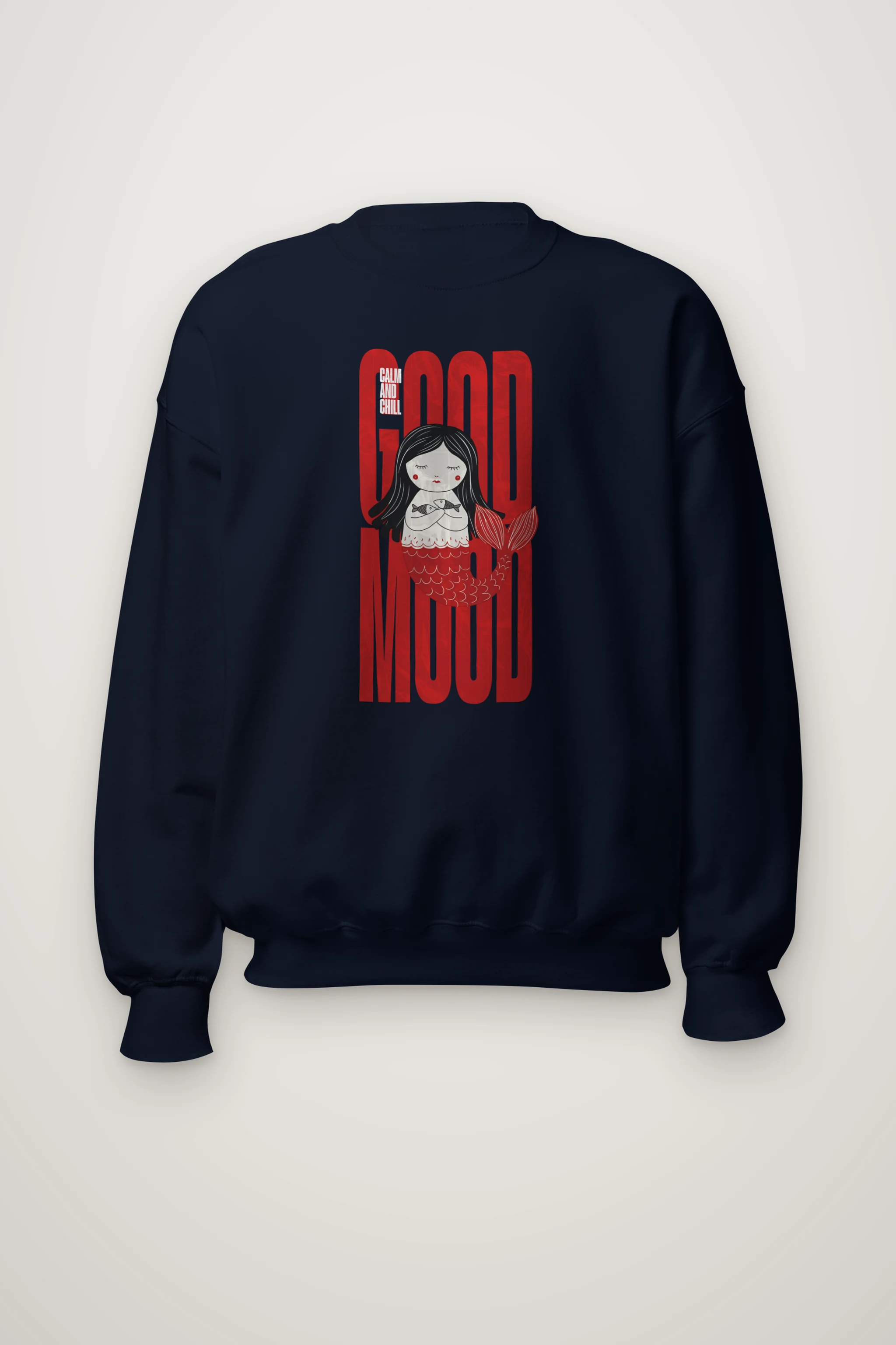 "Mermaid Holding Fish" Heavy Blend Unisex Crewneck Sweatshirt