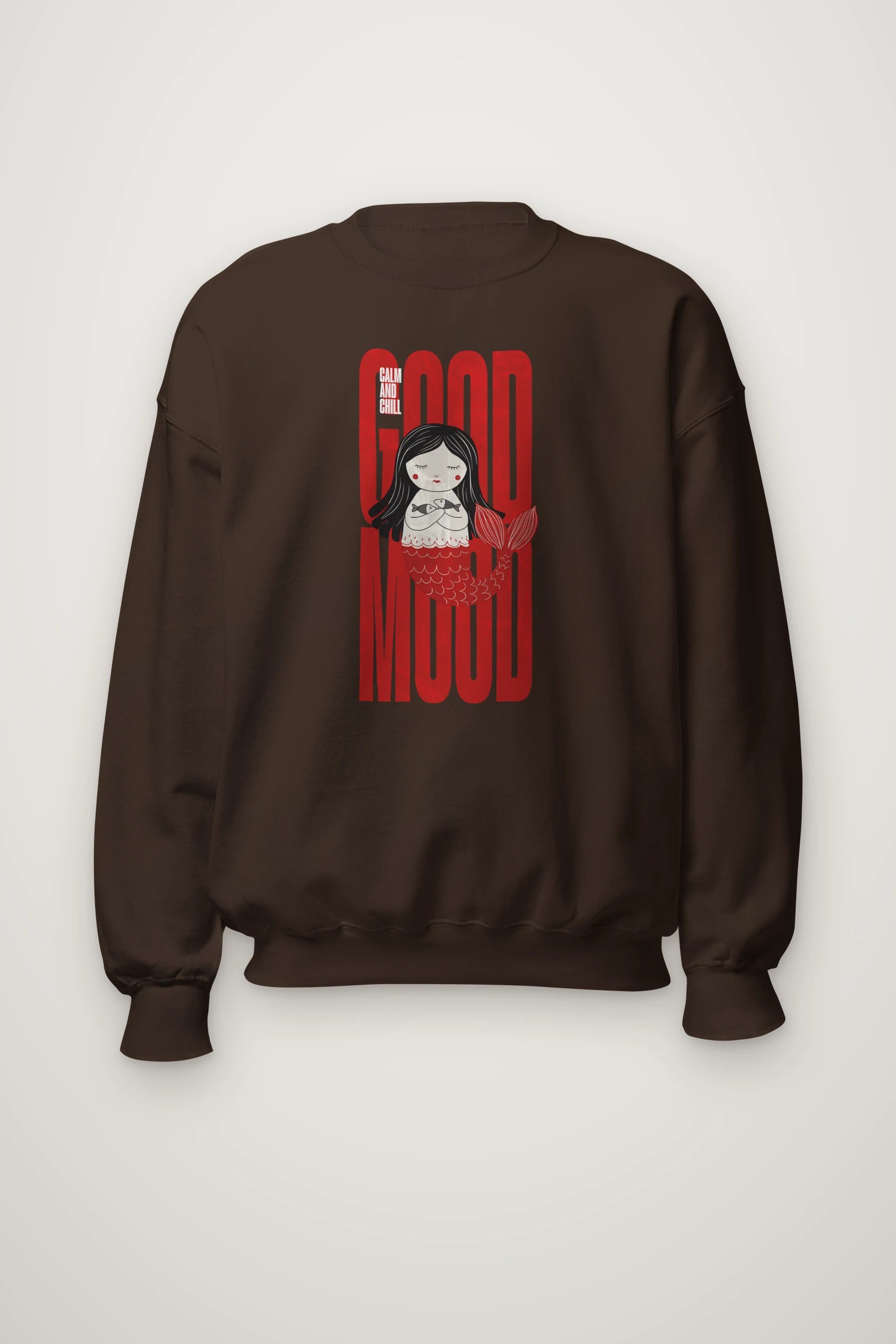 "Mermaid Holding Fish" Heavy Blend Unisex Crewneck Sweatshirt