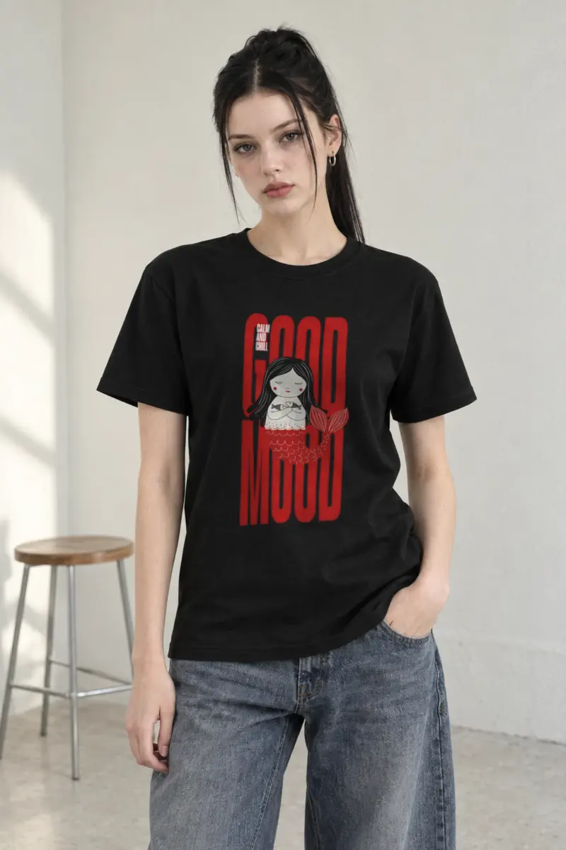 "Mermaid Holding Fish" Heavyweight Unisex Crewneck T-shirt