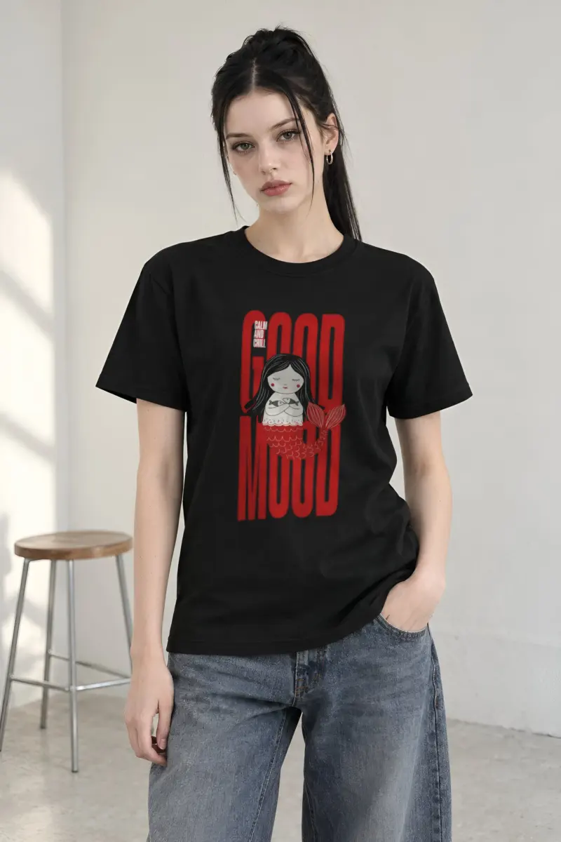 "Mermaid Holding Fish" Heavyweight Unisex Crewneck T-shirt