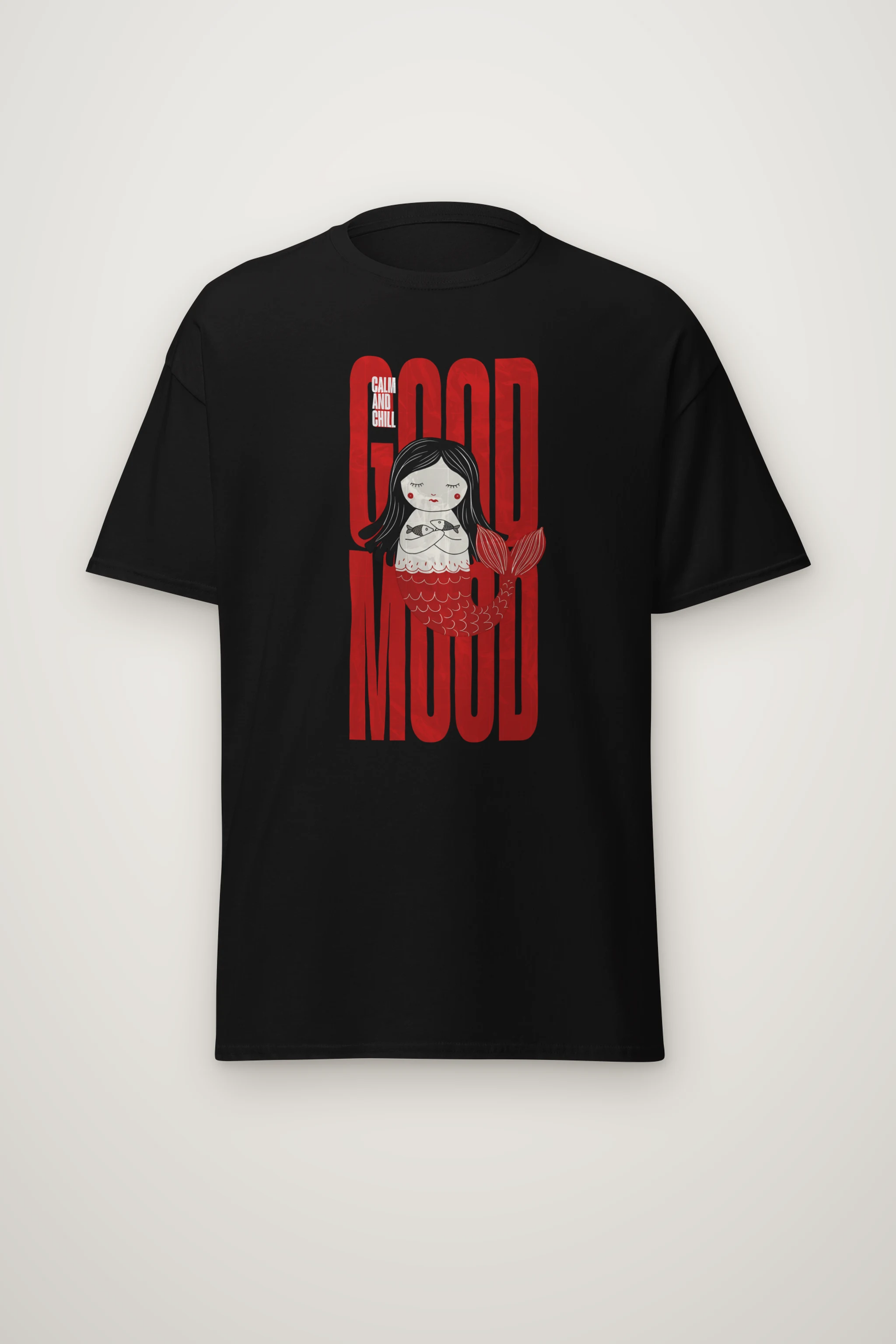 "Mermaid Holding Fish" Heavyweight Unisex Crewneck T-shirt