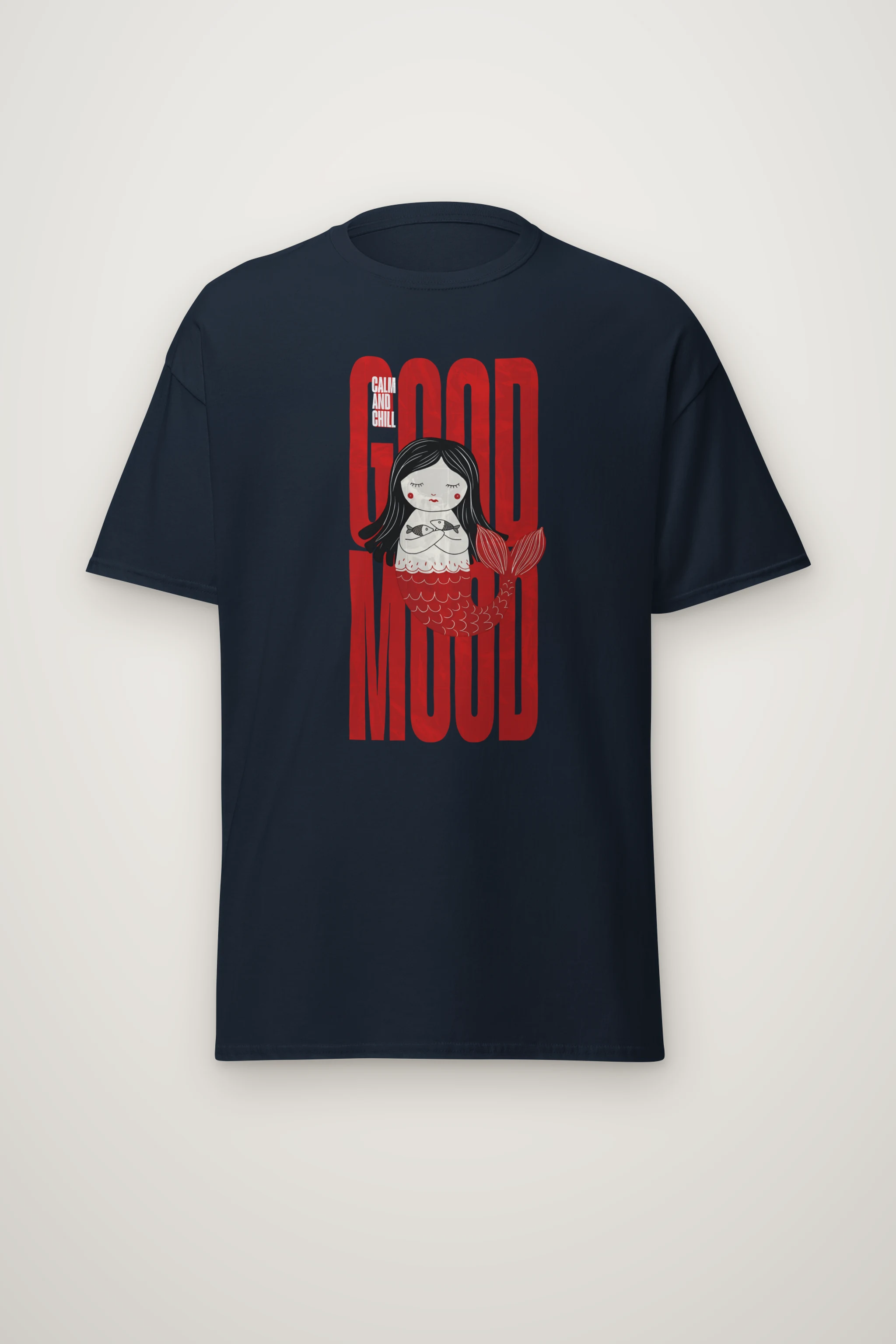 "Mermaid Holding Fish" Heavyweight Unisex Crewneck T-shirt