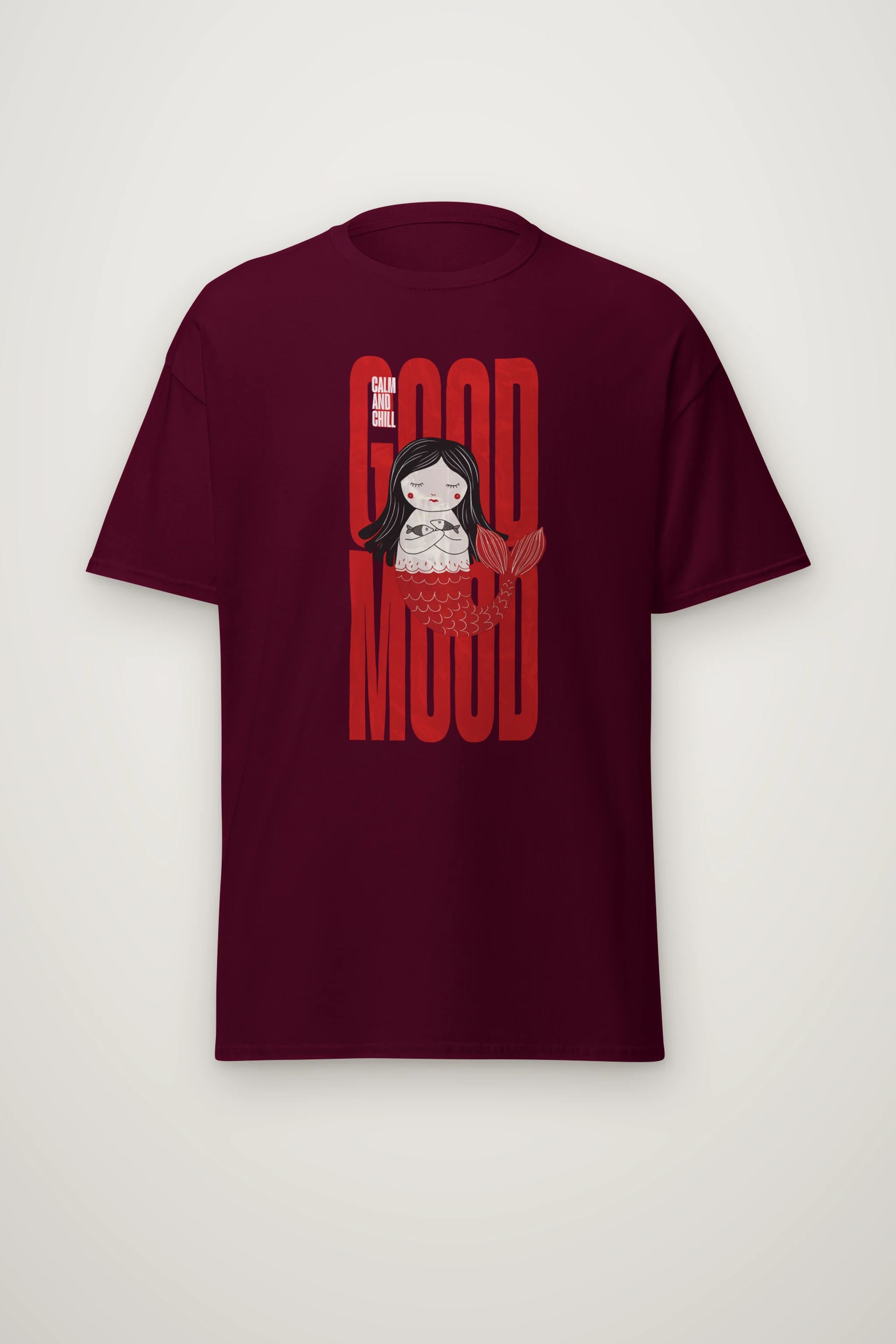 "Mermaid Holding Fish" Heavyweight Unisex Crewneck T-shirt