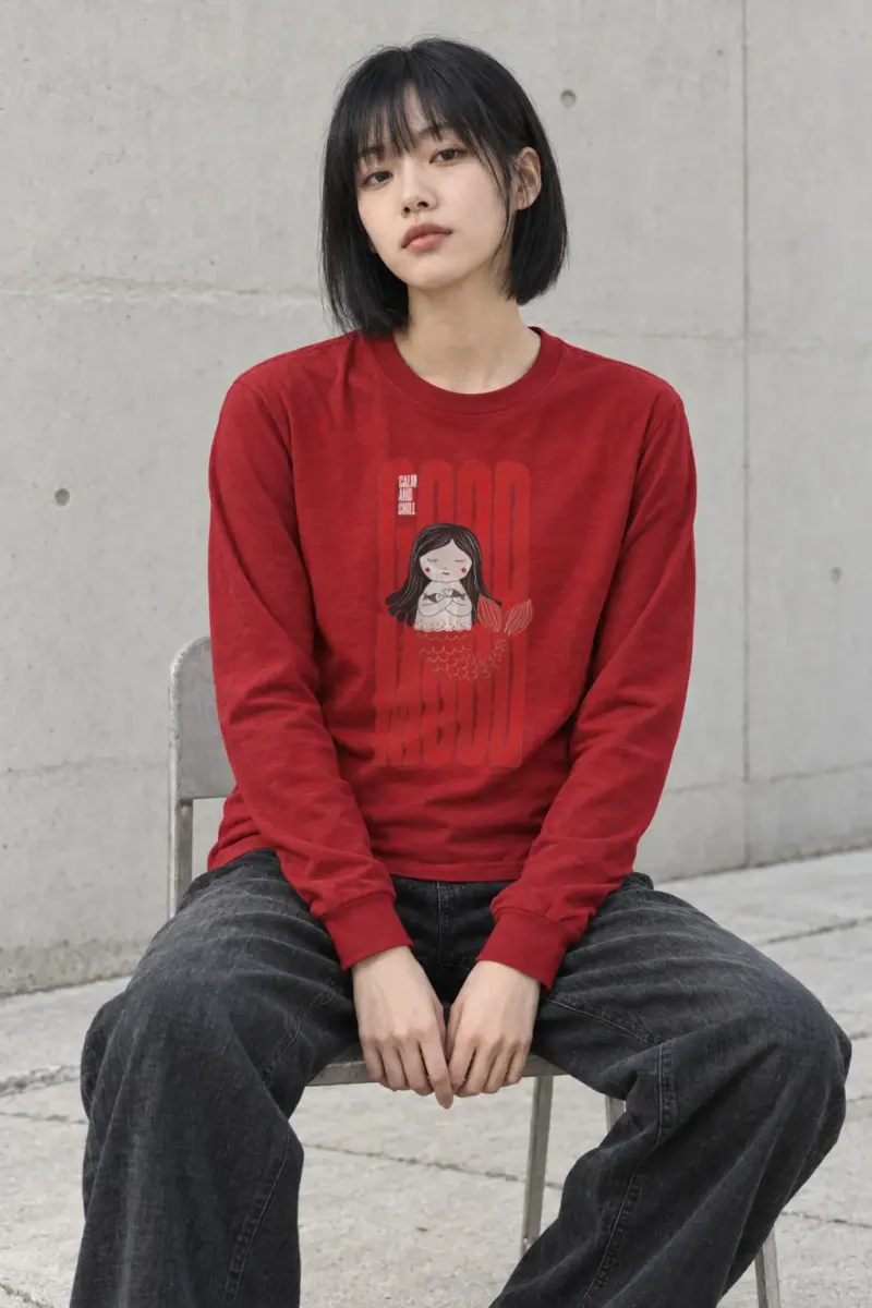"Mermaid Holding Fish" Unisex Longsleeve T-shirt | Gildan 2400
