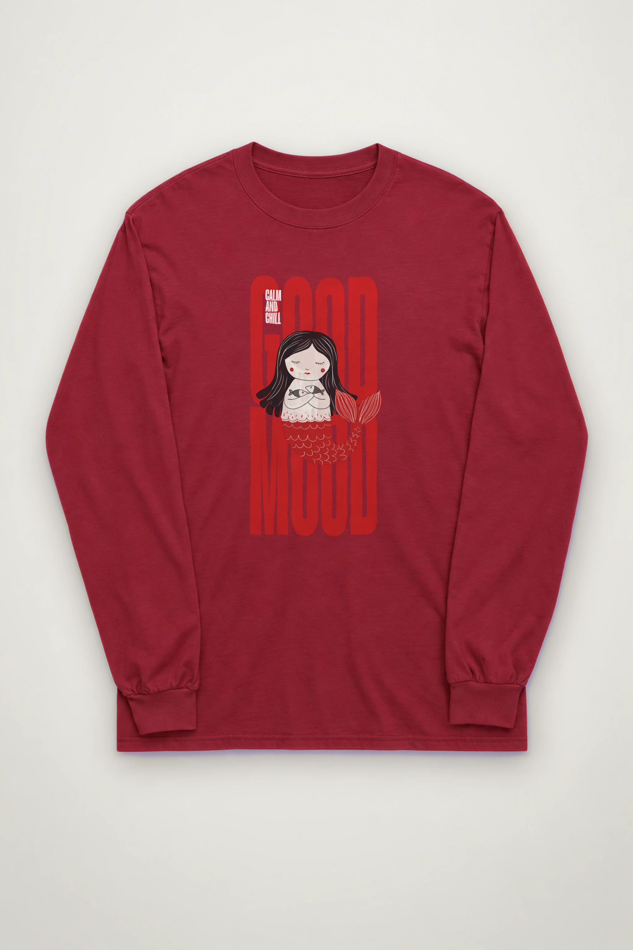 "Mermaid Holding Fish" Unisex Longsleeve T-shirt