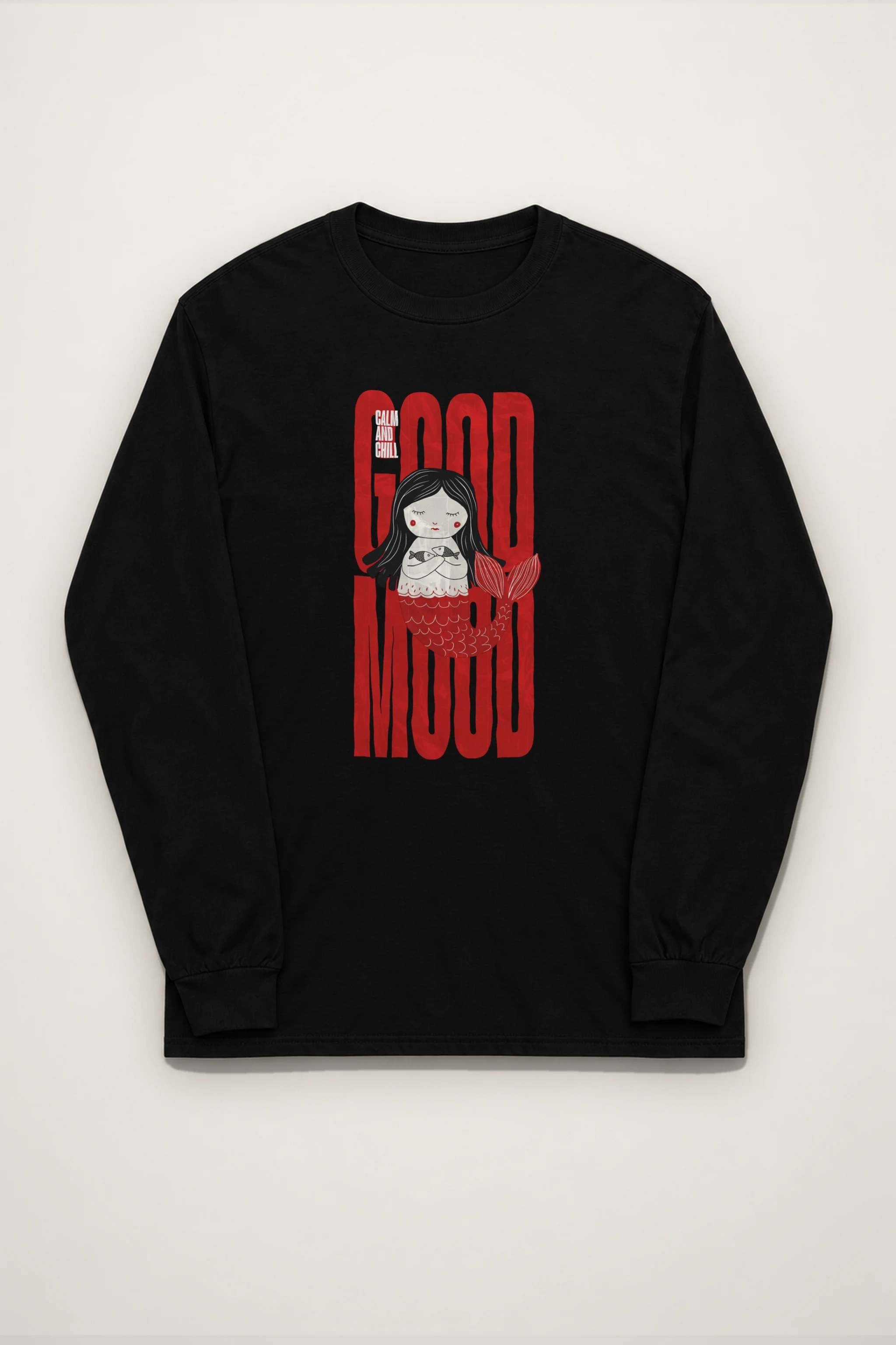 "Mermaid Holding Fish" Unisex Longsleeve T-shirt