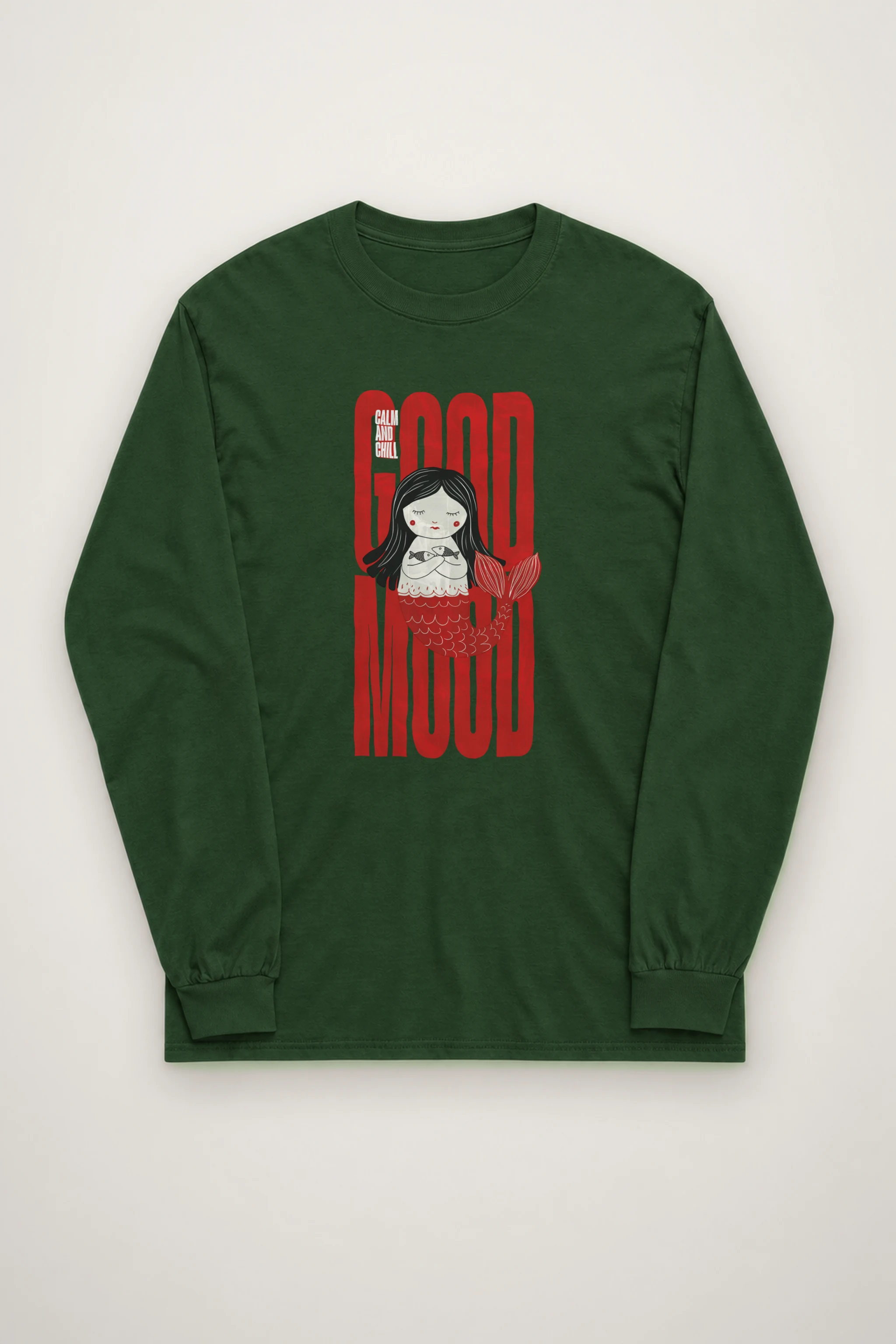 "Mermaid Holding Fish" Unisex Longsleeve T-shirt