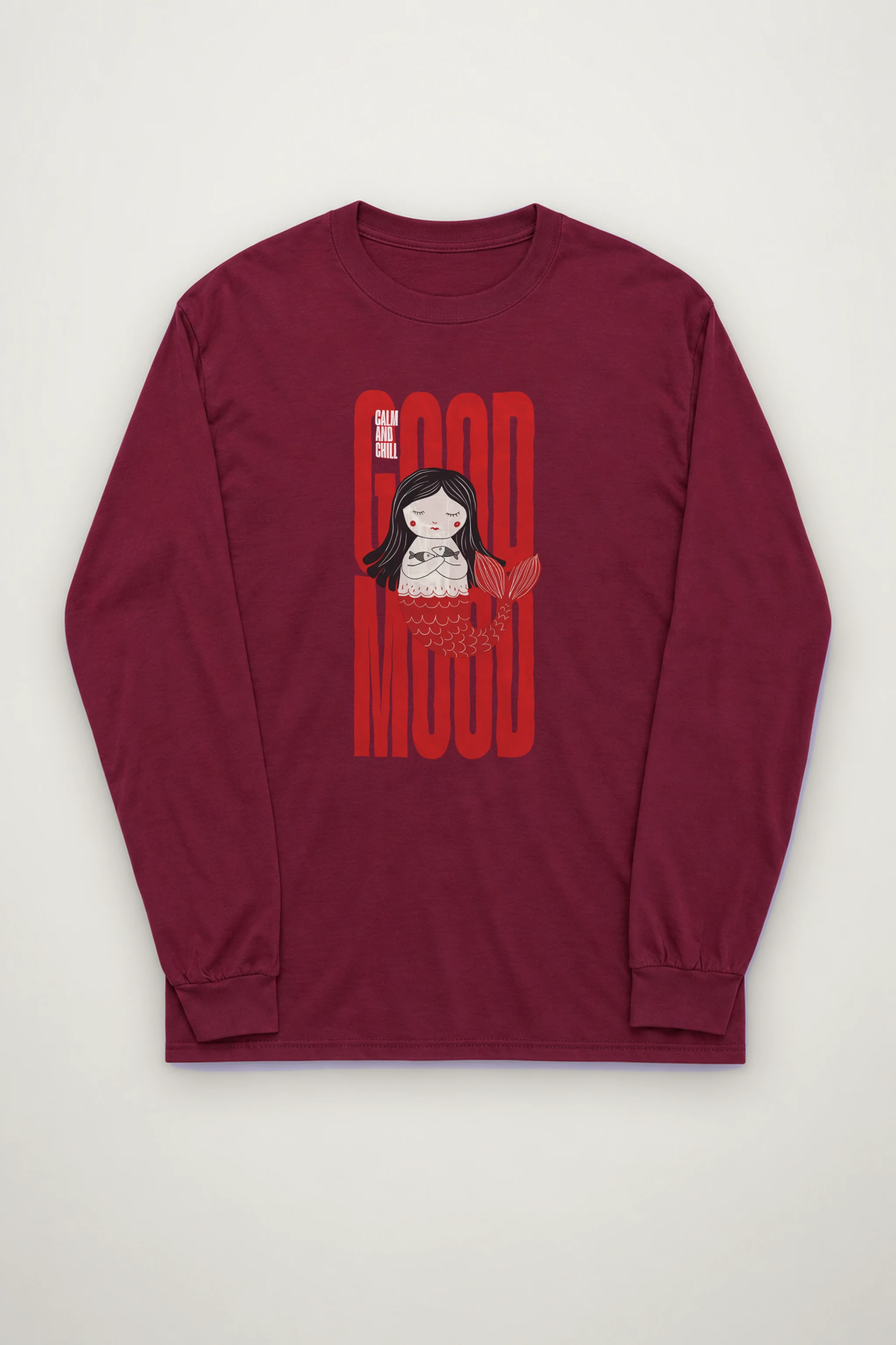 "Mermaid Holding Fish" Unisex Longsleeve T-shirt