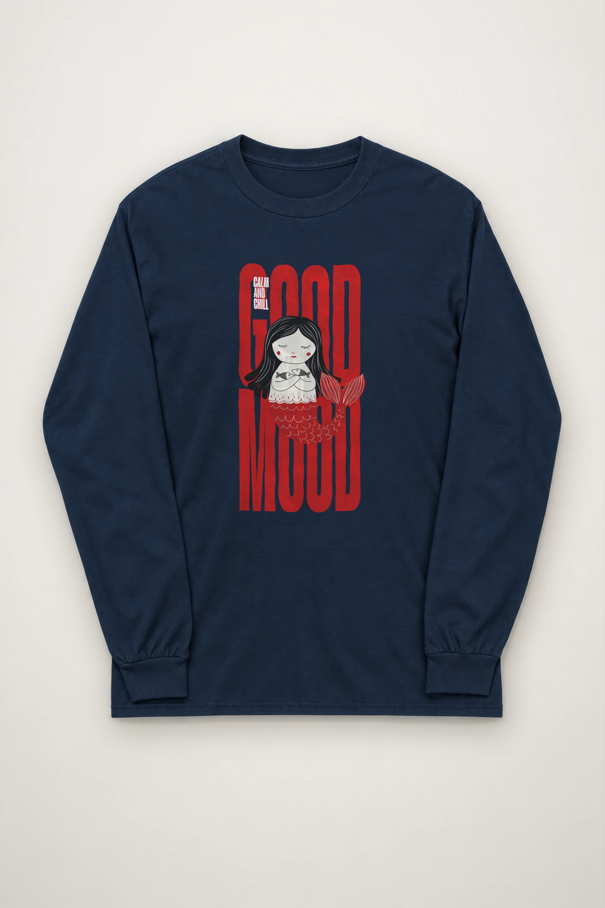 "Mermaid Holding Fish" Unisex Longsleeve T-shirt