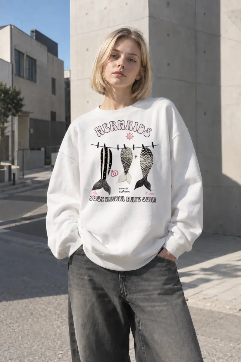 “Mermaids Wanna Have Sun” Heavy Blend Unisex Crewneck Sweatshirt | Gildan 18000