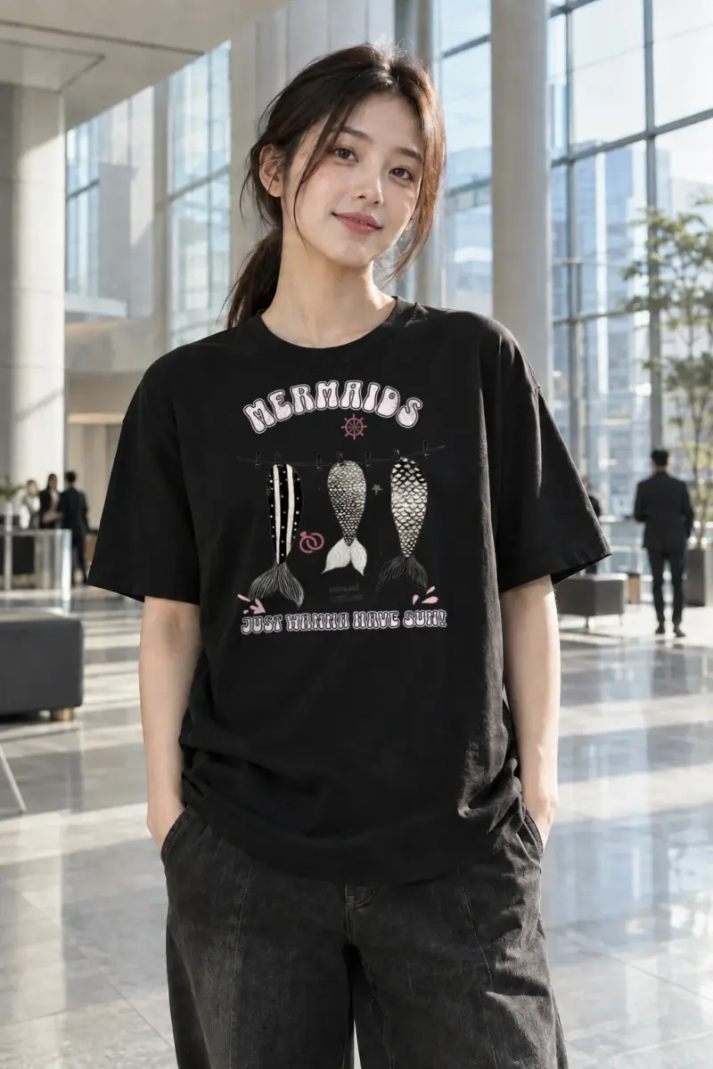 “Mermaids Wanna Have Sun” Heavyweight Unisex Crewneck T-shirt | Gildan 5000