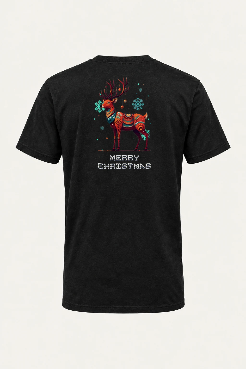 "Merry Christmas Deer" Heavyweight Unisex Crewneck T-shirt | Gildan 5000