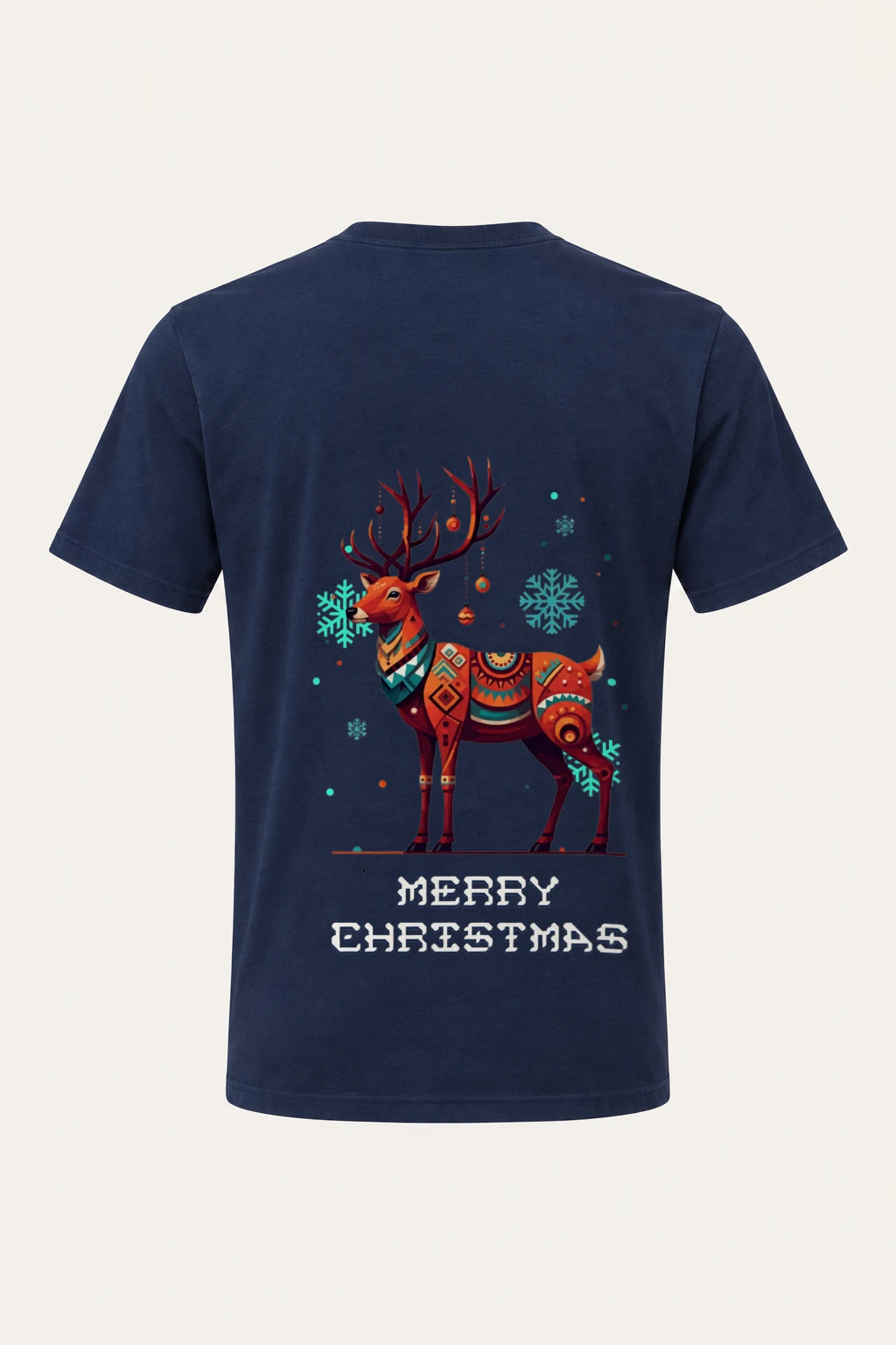 "Merry Christmas Deer" Heavyweight Unisex Crewneck T-shirt | Gildan 5000